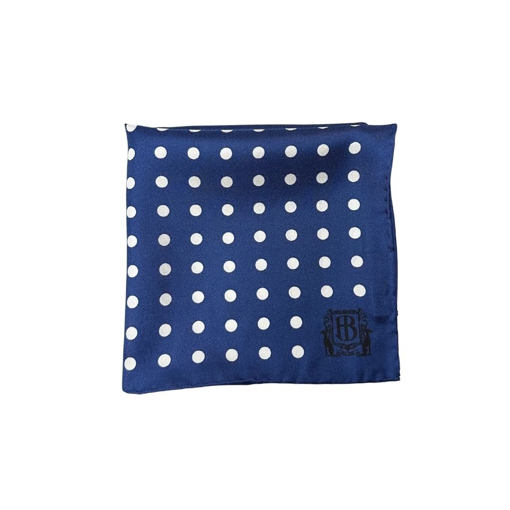 HENRY BUCKS Polka Dot Pocket Square NAVY/WHITE - Henry Bucks