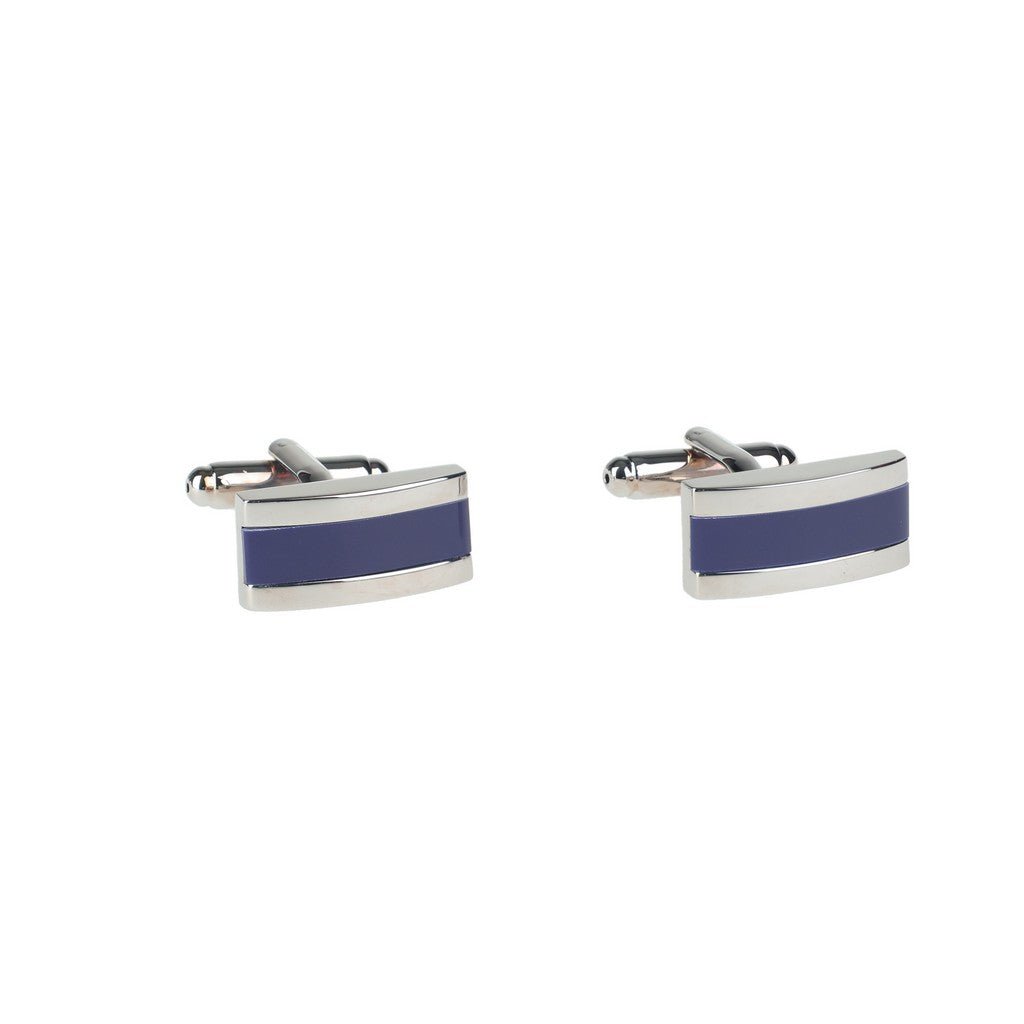 HENRY BUCKS Rectangle Cat Eye Cufflink SILVER/NAVY - Henry Bucks