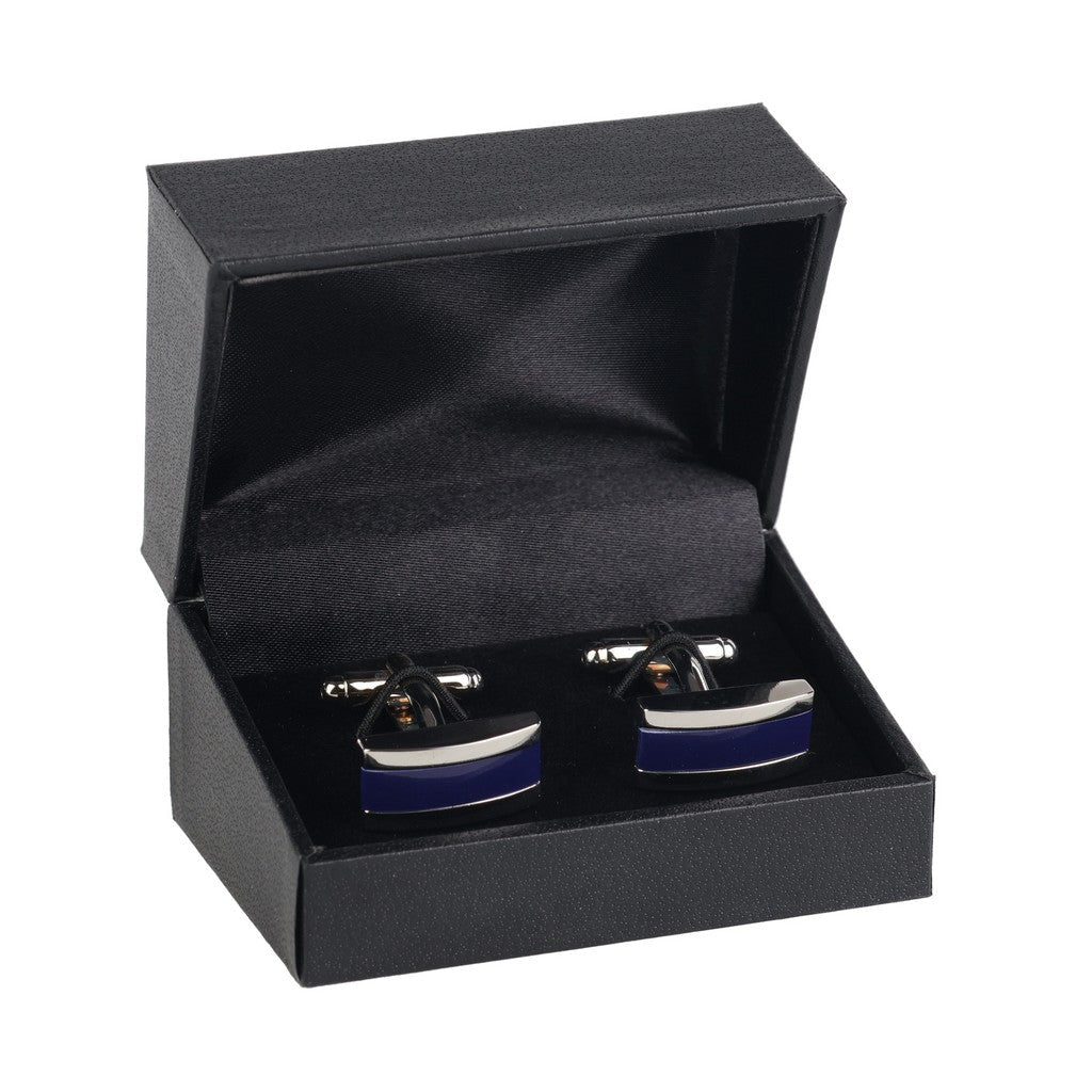 HENRY BUCKS Rectangle Cat Eye Cufflink SILVER/NAVY - Henry Bucks