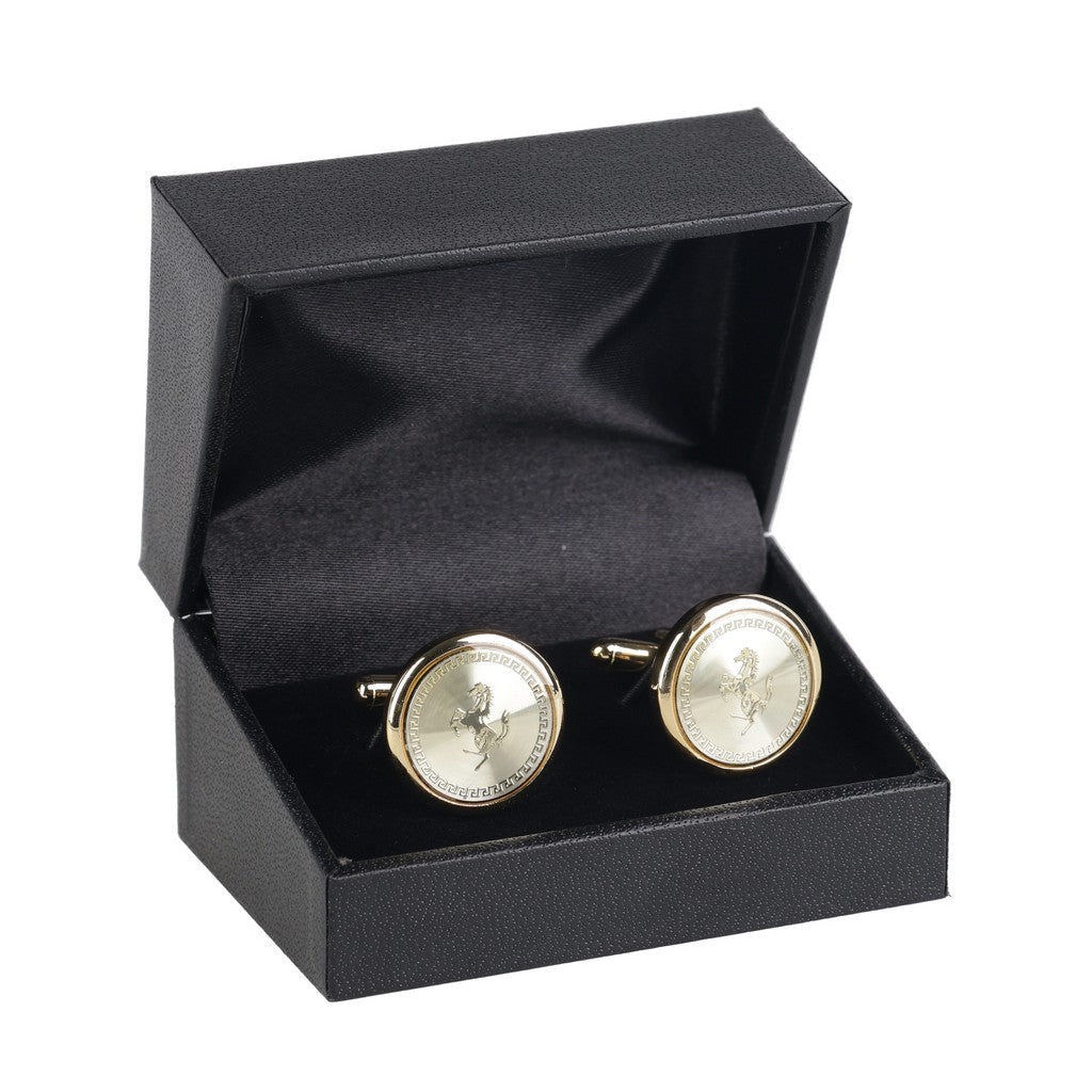 HENRY BUCKS Round Gold Stallion Cufflink GOLD/WHITE - Henry Bucks