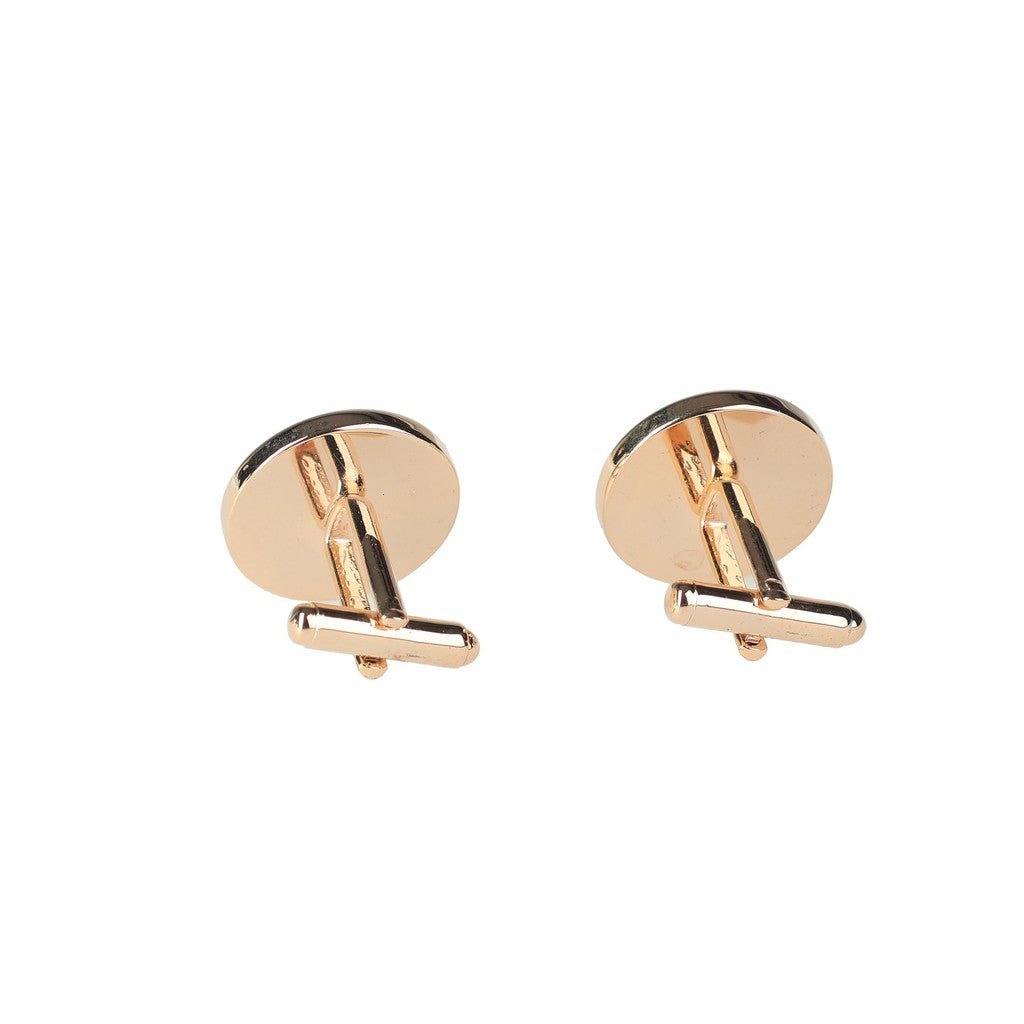 HENRY BUCKS Round Gold Stallion Cufflink GOLD/WHITE - Henry Bucks