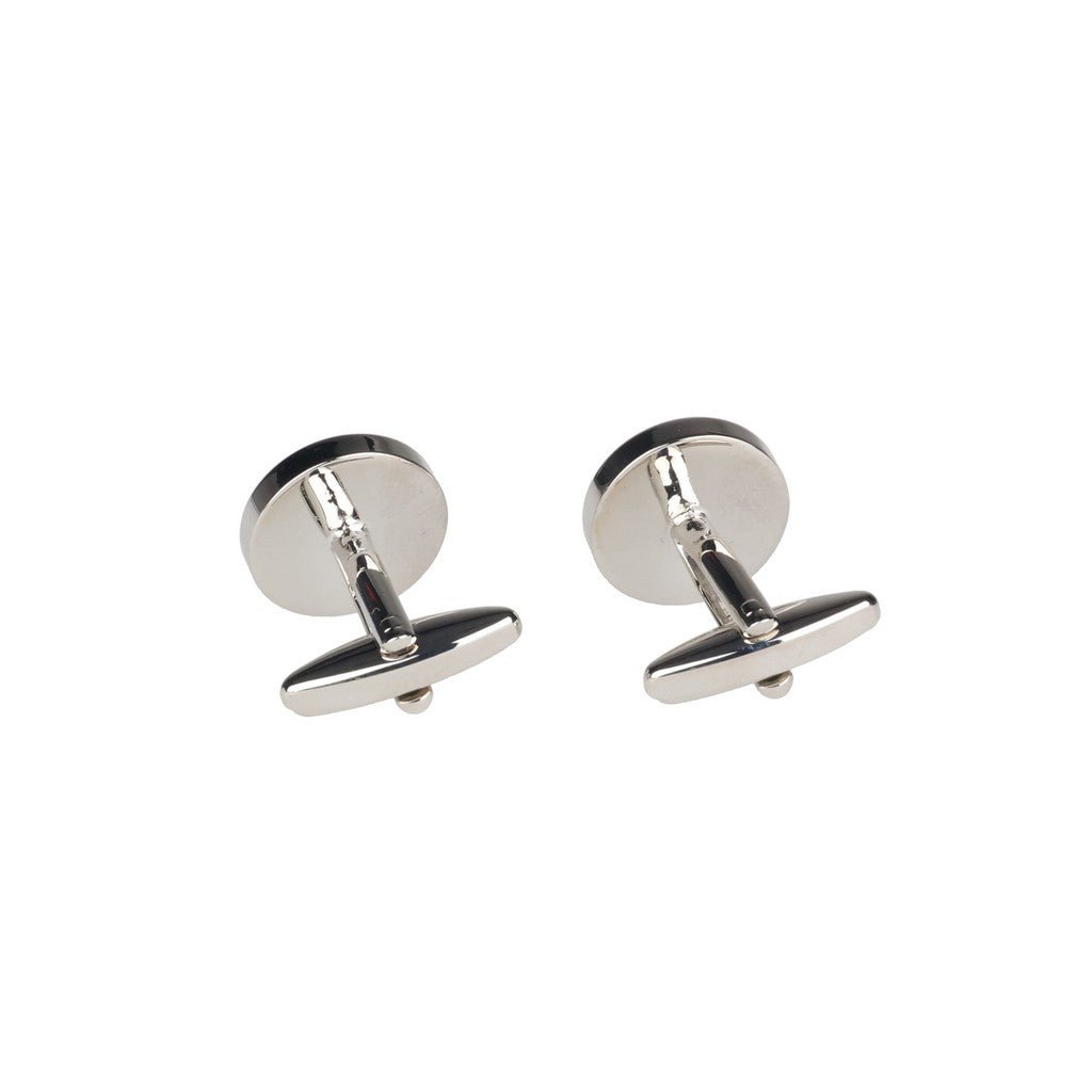 HENRY BUCKS Round Sparkle Cufflink SILVER/BLUE - Henry Bucks