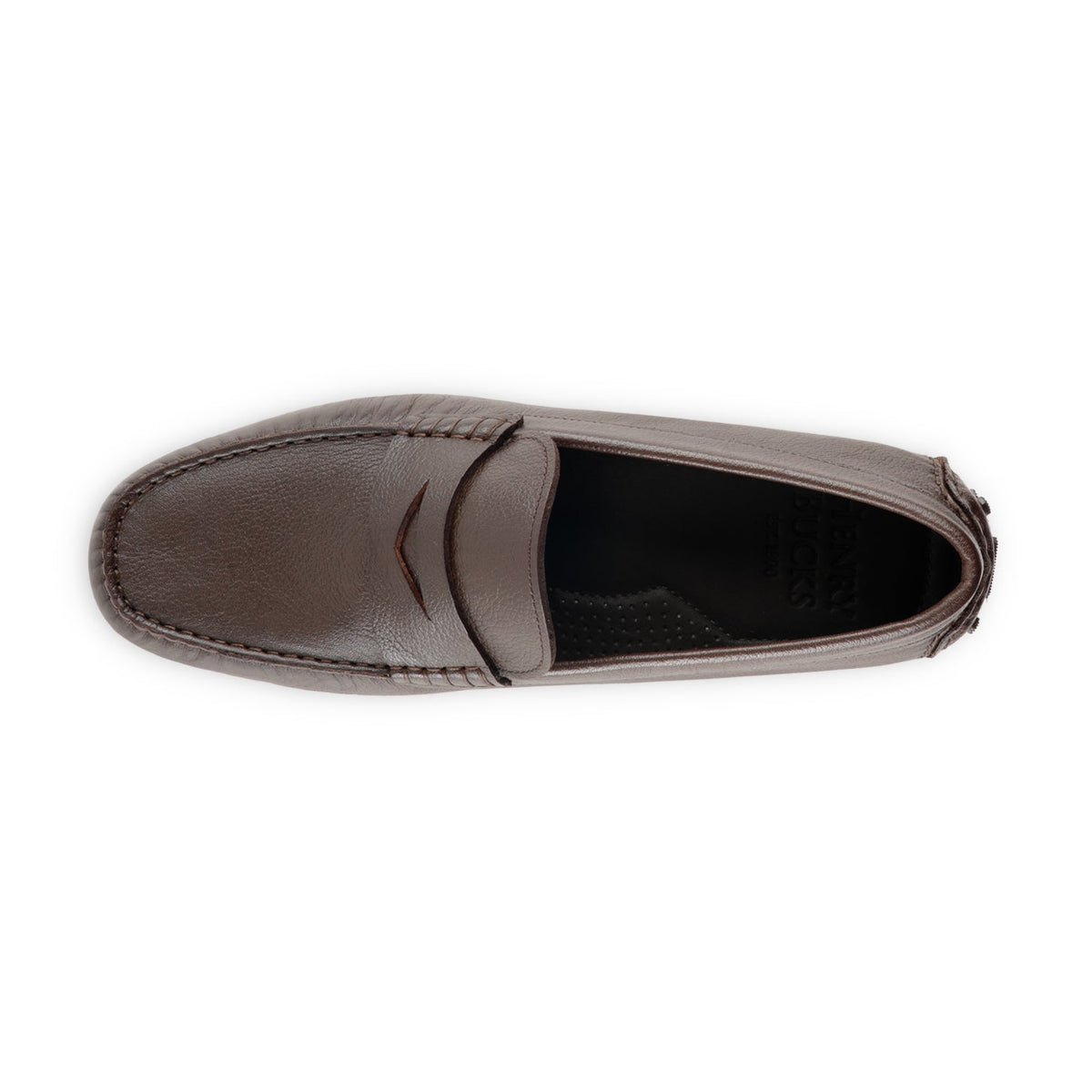 HENRY BUCKS Sorrento Penny Loafer Rubber Sole DARK BROWN - Henry Bucks