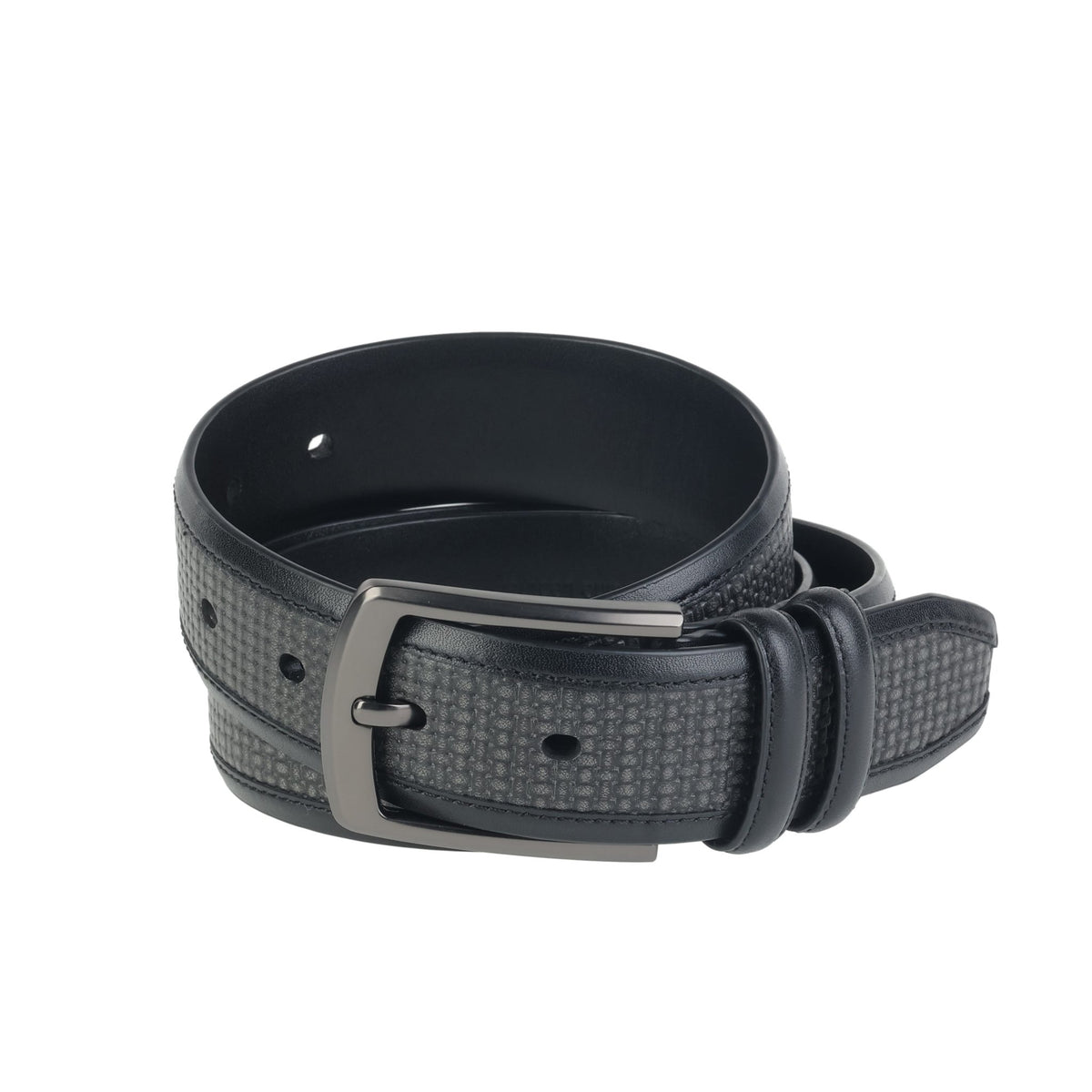 HENRY BUCKS Textured Basket Weave Belt BLACK - Henry Bucks