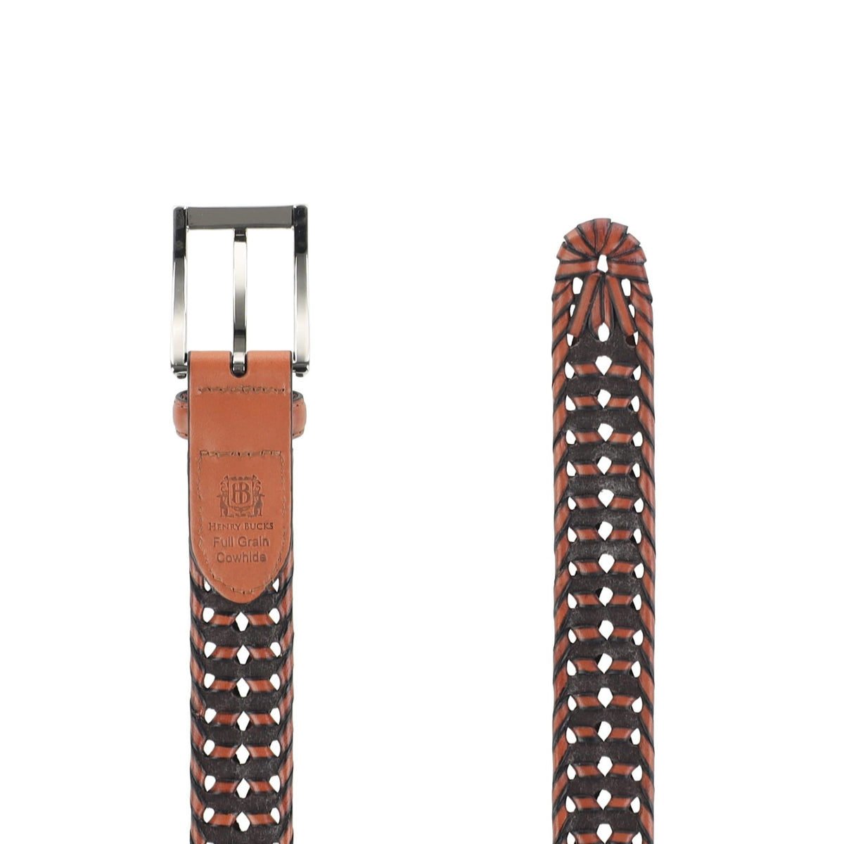 HENRY BUCKS Woven Leather Belt TAN - Henry Bucks