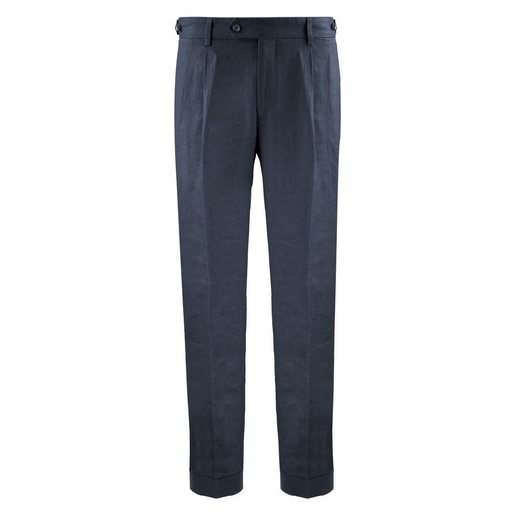 HENRY Linen Pleat Front Trousers DARK NAVY - Henry Bucks
