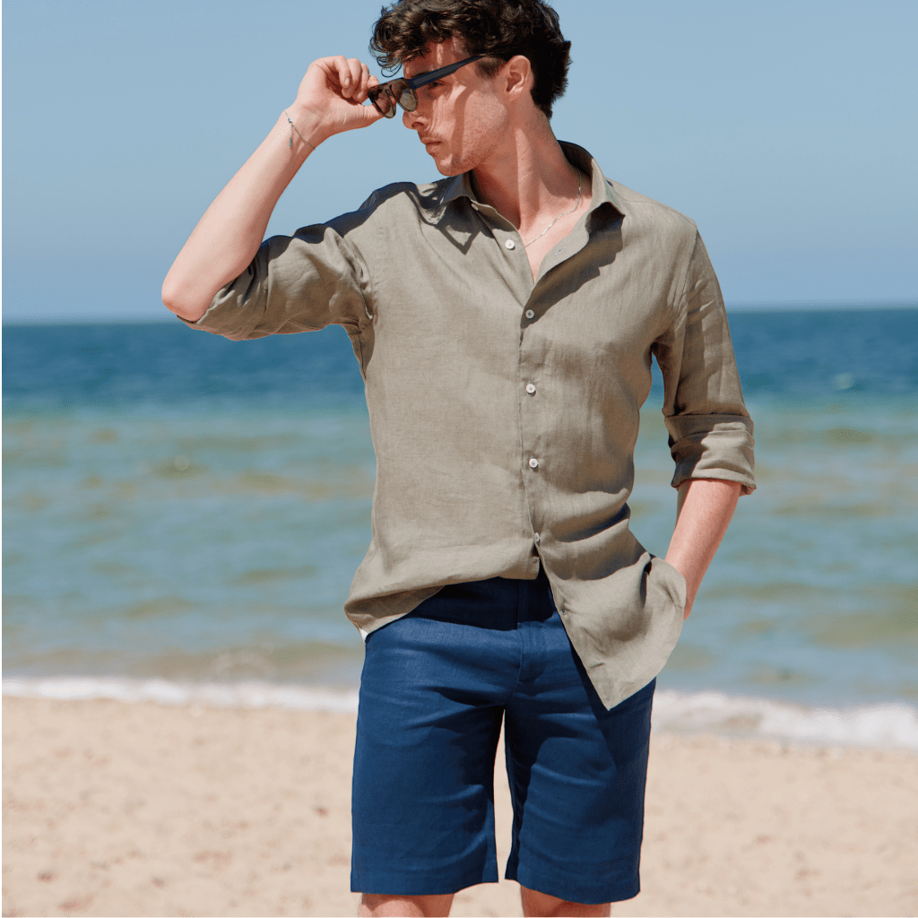 HENRY Linen Tailored Shorts NAVY - Henry Bucks