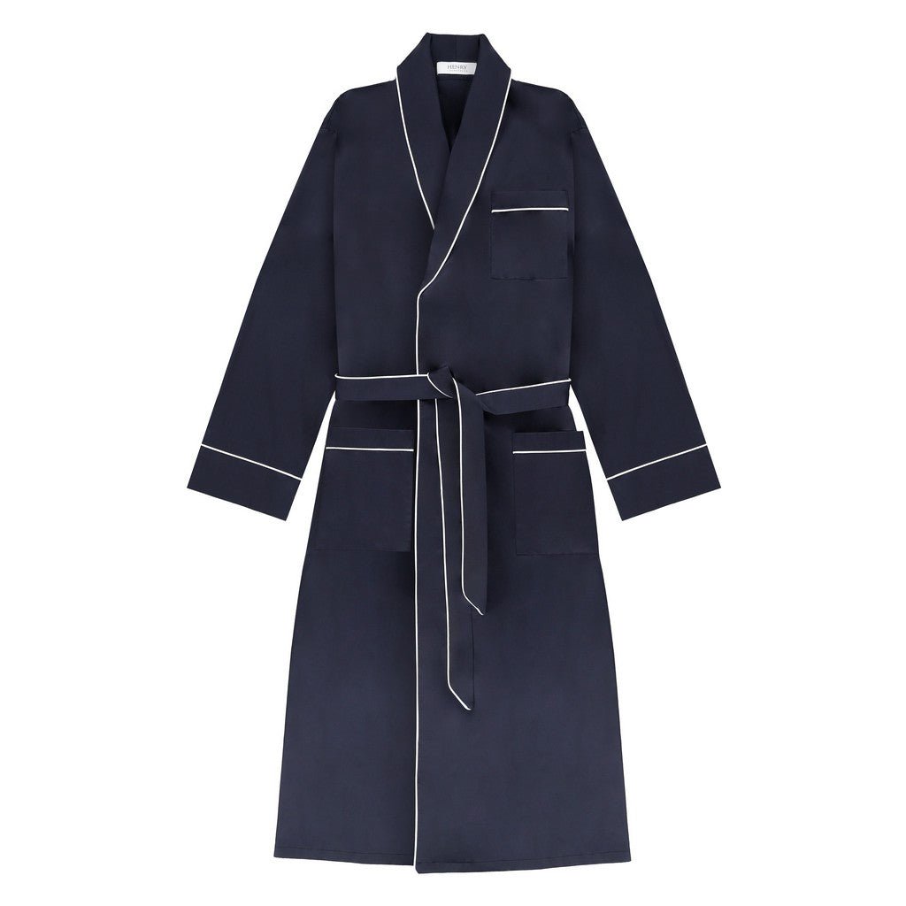 Henry Lounge Easy Care Cotton Robe NAVY - Henry Bucks