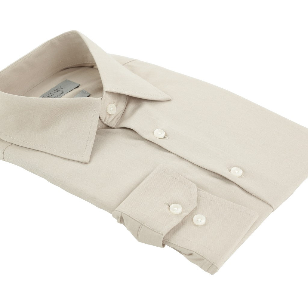 HENRY SARTORIAL Bamboo Blend Long Sleeve Business Shirt BEIGE (Online only*) - Henry Bucks