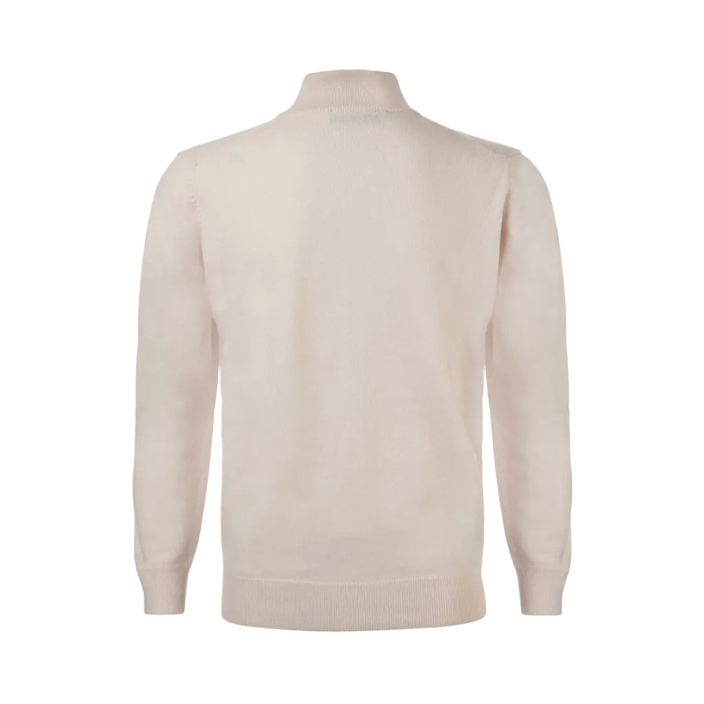 HENRY SARTORIAL Cashmere Quarter Zip 12GG CREAM - Henry Bucks