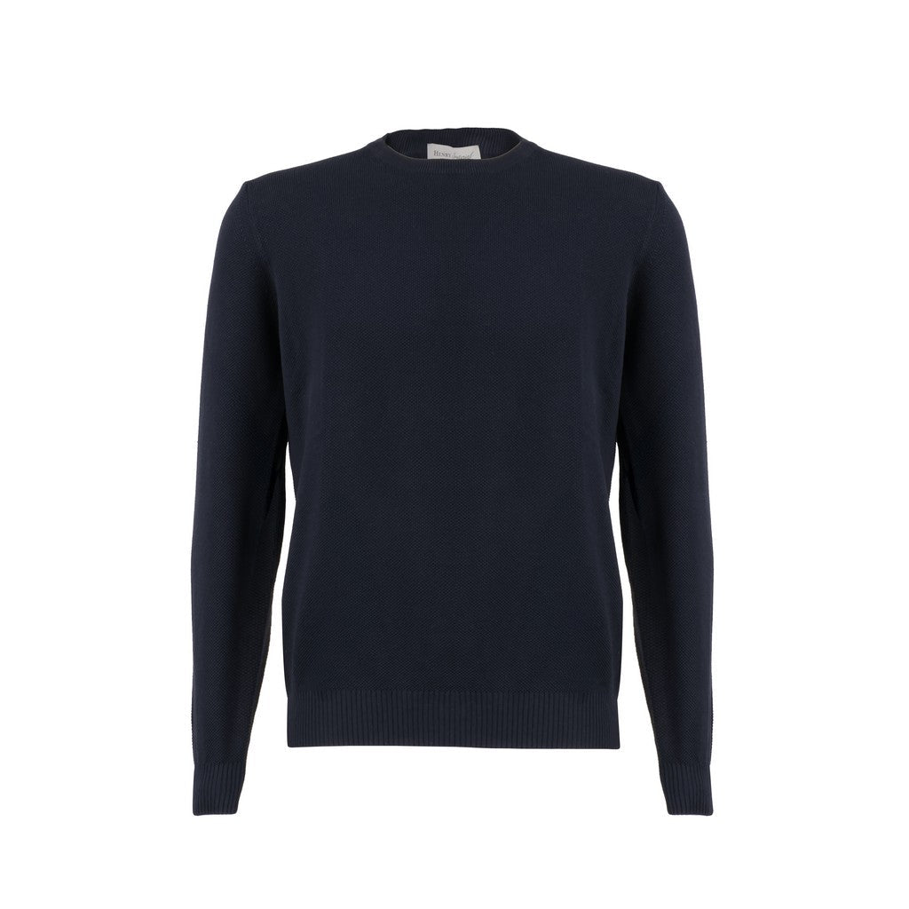 Henry Sartorial Cotton Textured Crew Neck Knit NAVY - Henry Bucks