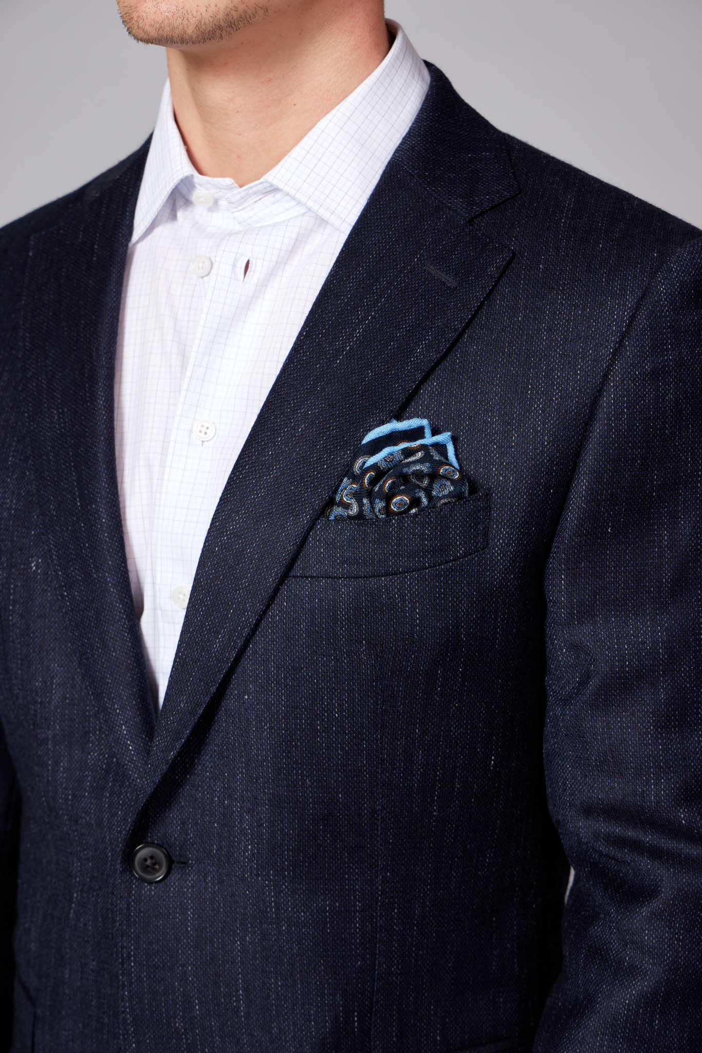 HENRY SARTORIAL DORMEUIL Wool/Silk/Linen Jacket NAVY REG - Henry BucksBlazers33AW230005 - NAVY - R - 48