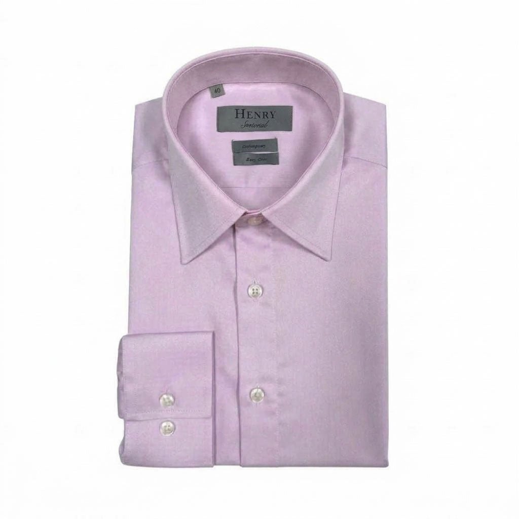 HENRY SARTORIAL Easy Care Contemporary Fit Cotton Business Shirt PINK - Henry Bucks