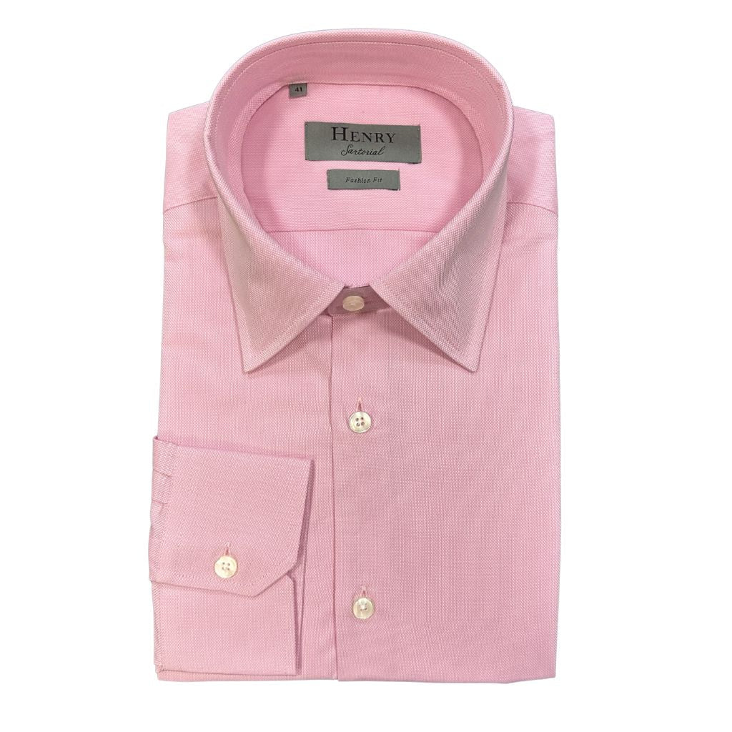 HENRY SARTORIAL Easy Care Oxford Long Sleeve Business Shirt PINK - Henry Bucks