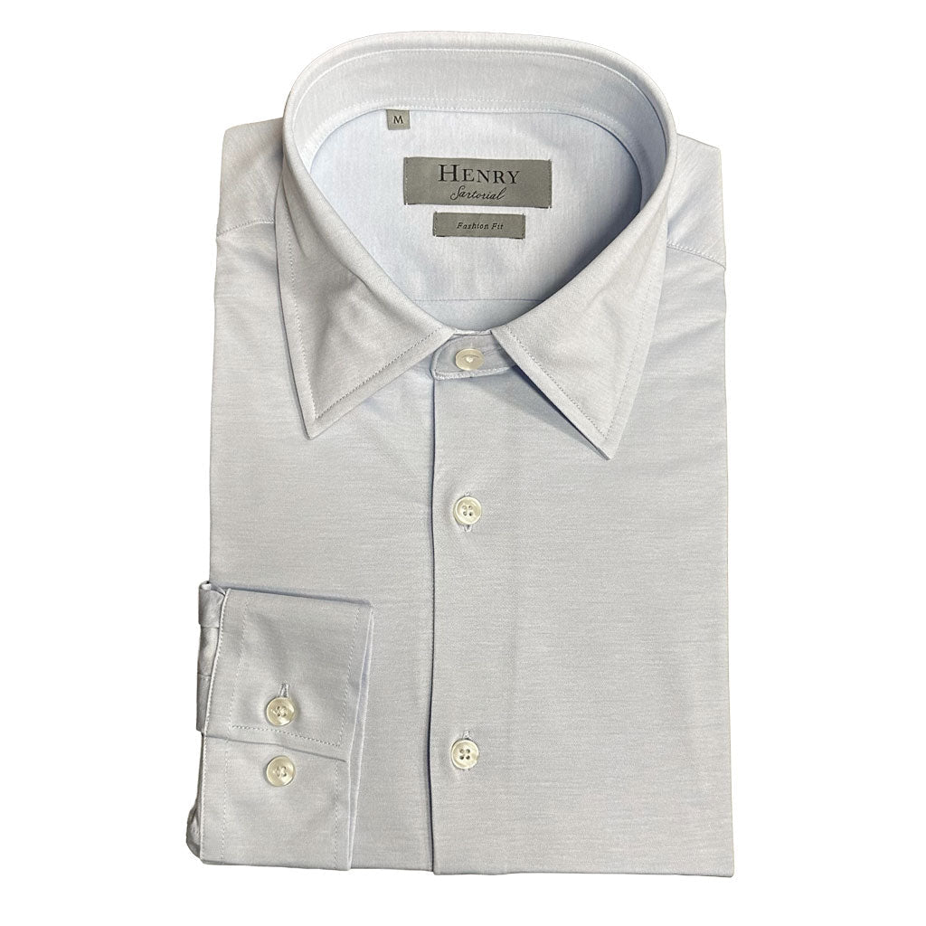 HENRY SARTORIAL Fashion Cotton Birdseye Shirt BLUE - Henry Bucks