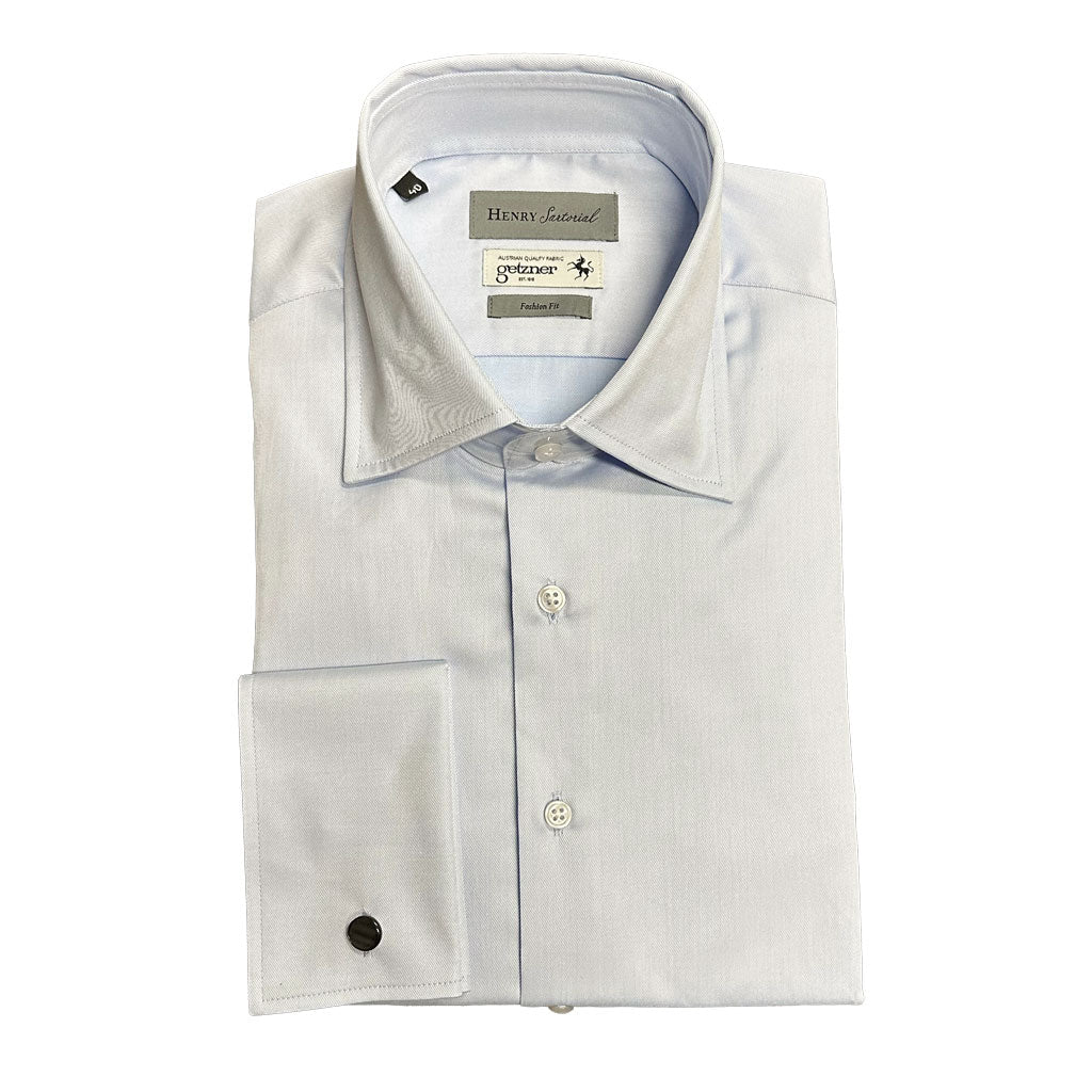HENRY SARTORIAL Fashion Fit Getzner Cotton Double Cuff Shirt LIGHT BLUE - Henry Bucks