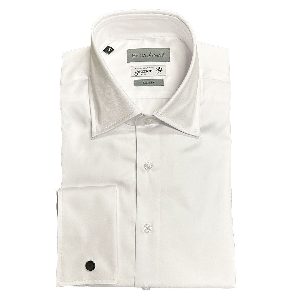 HENRY SARTORIAL Fashion Fit Getzner Cotton Double Cuff Shirt WHITE - Henry Bucks