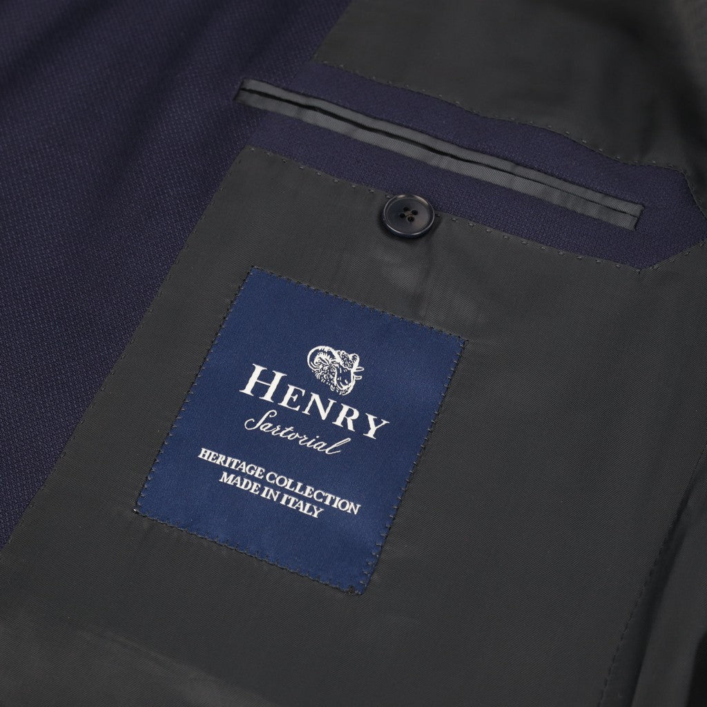 HENRY SARTORIAL HERITAGE Birds Eye Wool Blazer NAVY REG - Henry Bucks
