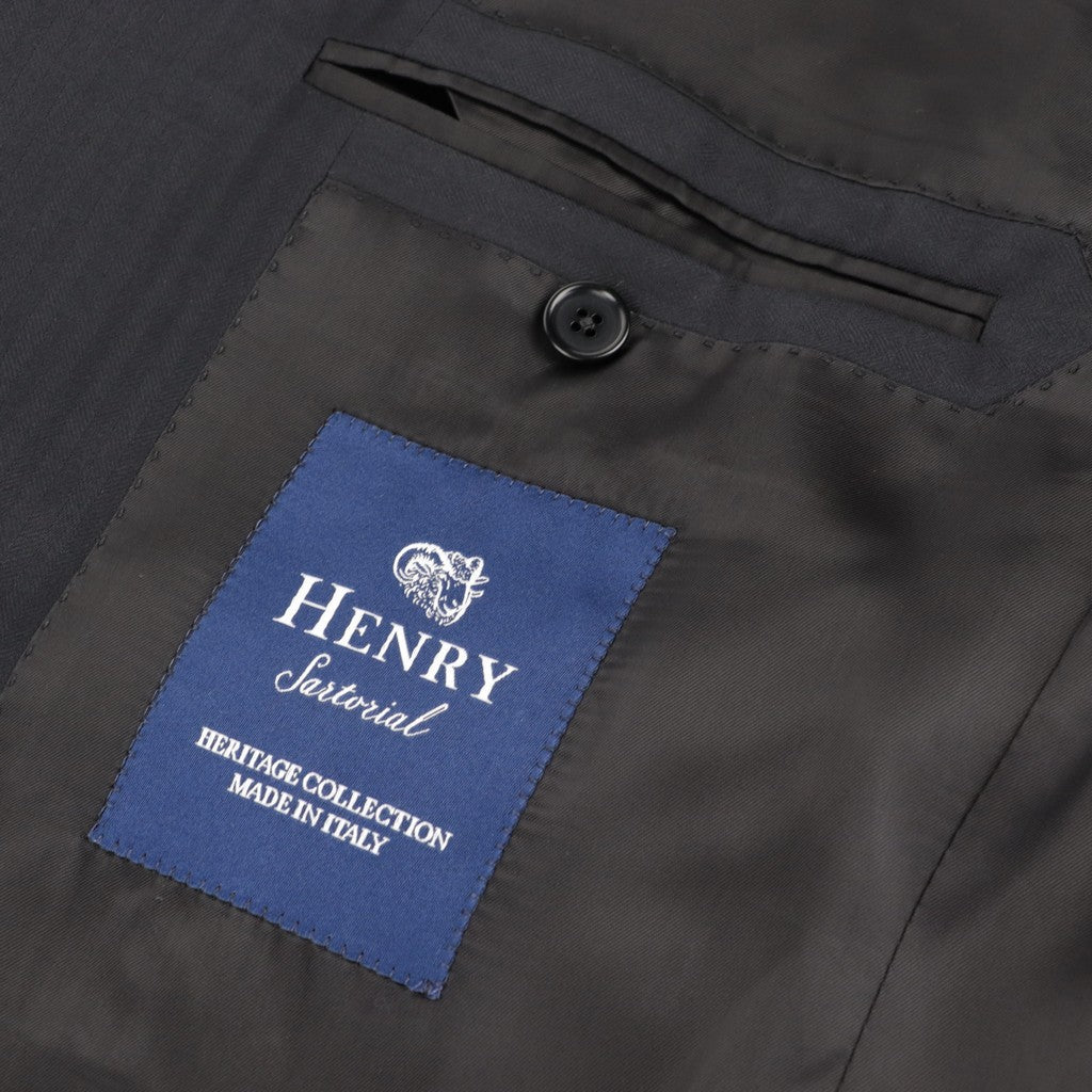 HENRY SARTORIAL HERITAGE Herringbone Wool Business Suit BLACK REG - Henry Bucks