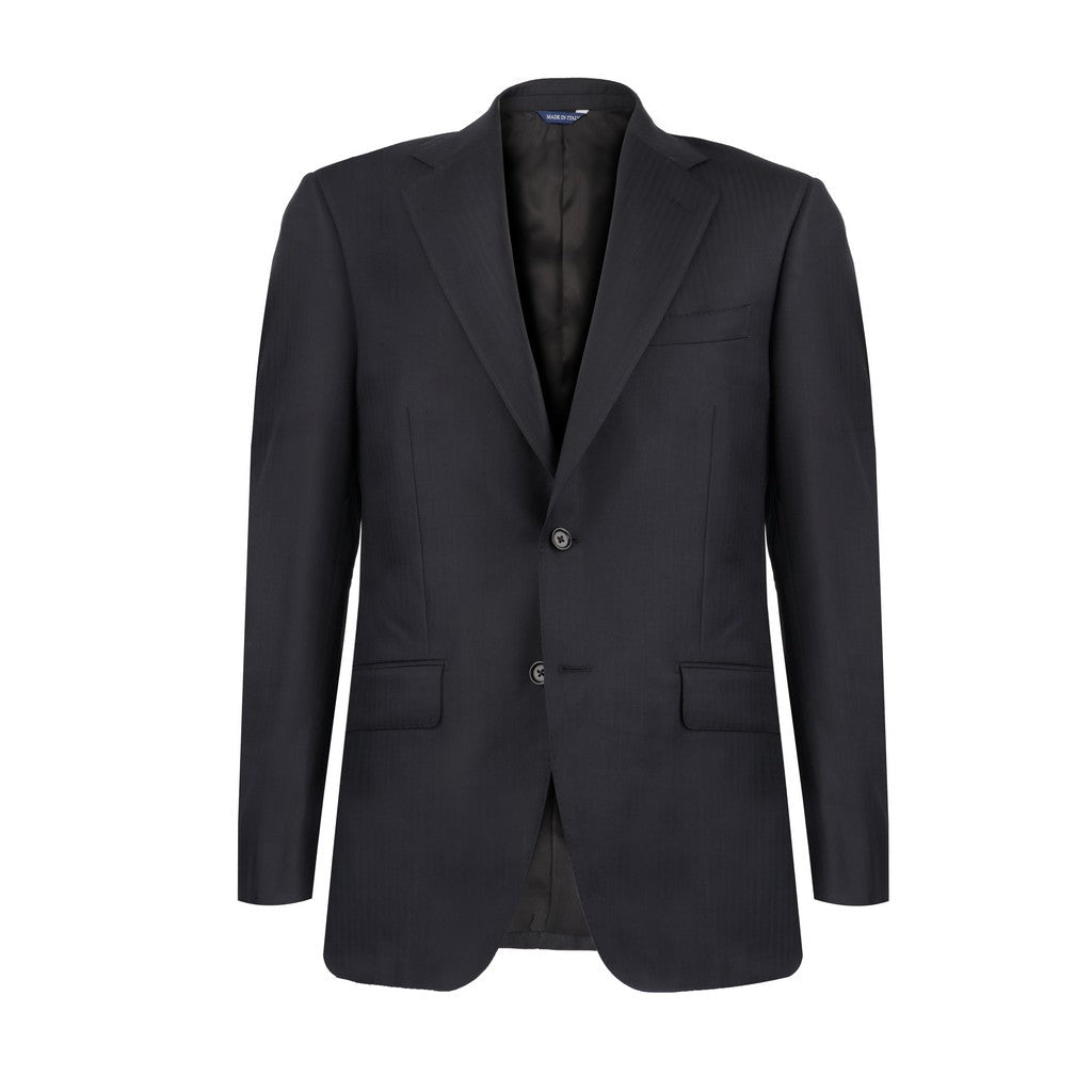HENRY SARTORIAL HERITAGE Herringbone Wool Business Suit BLACK REG - Henry Bucks