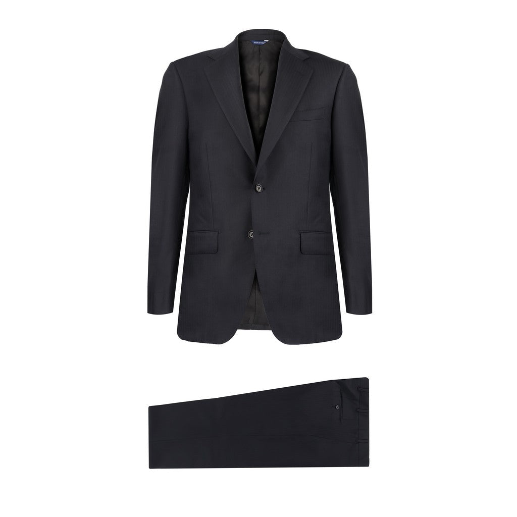 HENRY SARTORIAL HERITAGE Herringbone Wool Business Suit BLACK REG - Henry Bucks