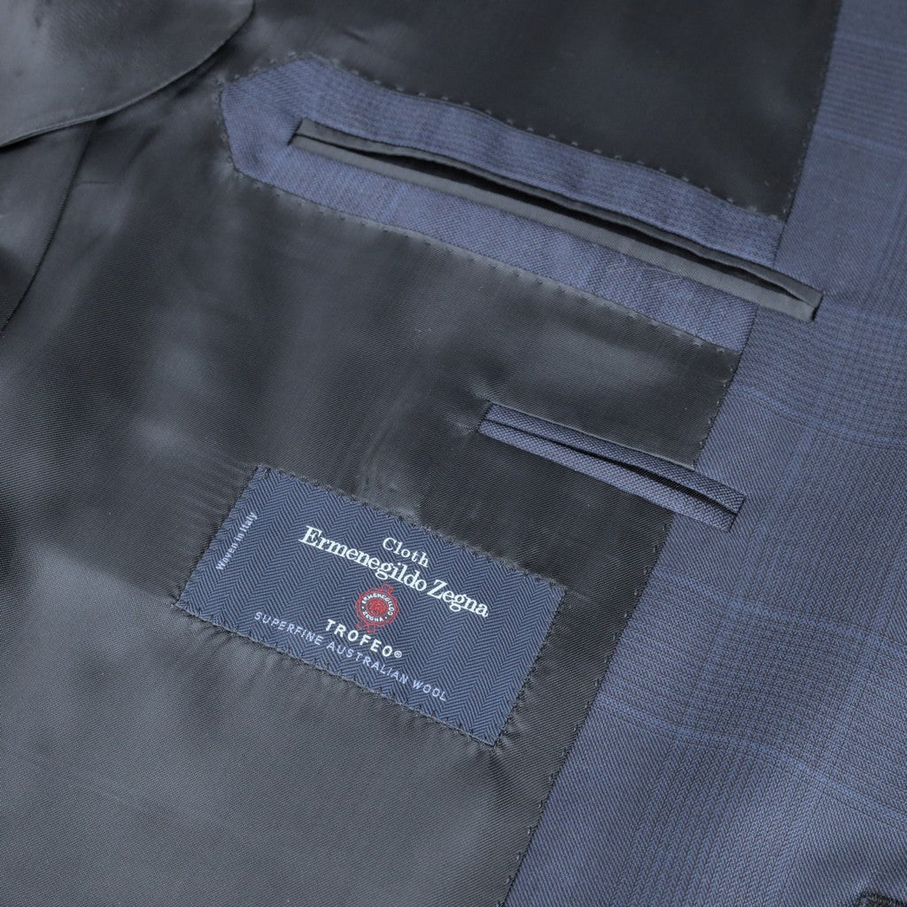 HENRY SARTORIAL HERITAGE Zegna Trofeo Wool Check Suit NAVY - Henry Bucks