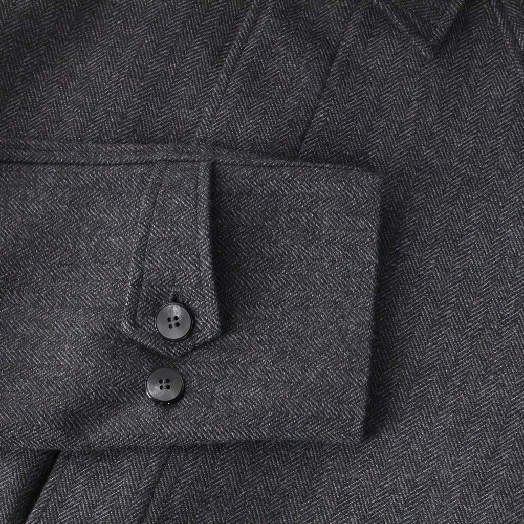 HENRY SARTORIAL Herringbone Wool Overcoat CHARCOAL - Henry Bucks