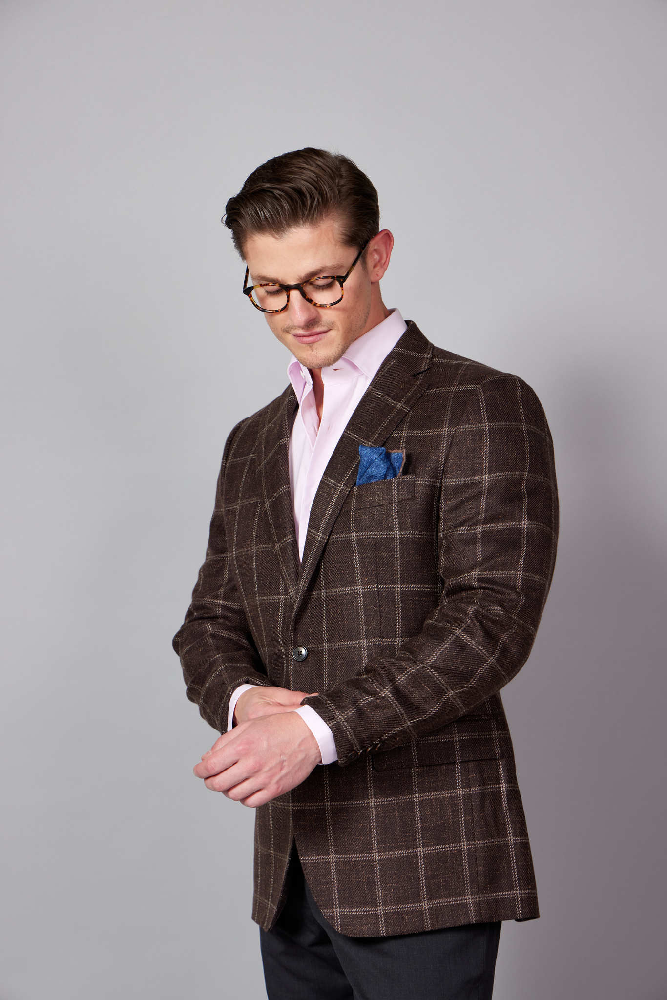 HENRY SARTORIAL Loro Piana 1/2 Canvas Blazer BROWN CHECK REG - Henry BucksBlazers33SS230112 - BRNCHK - R - 48