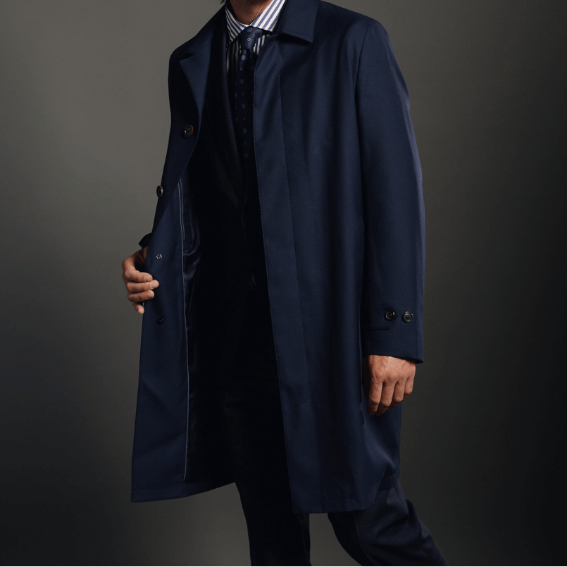 HENRY SARTORIAL Merino Classic Overcoat NAVY REG - Henry Bucks