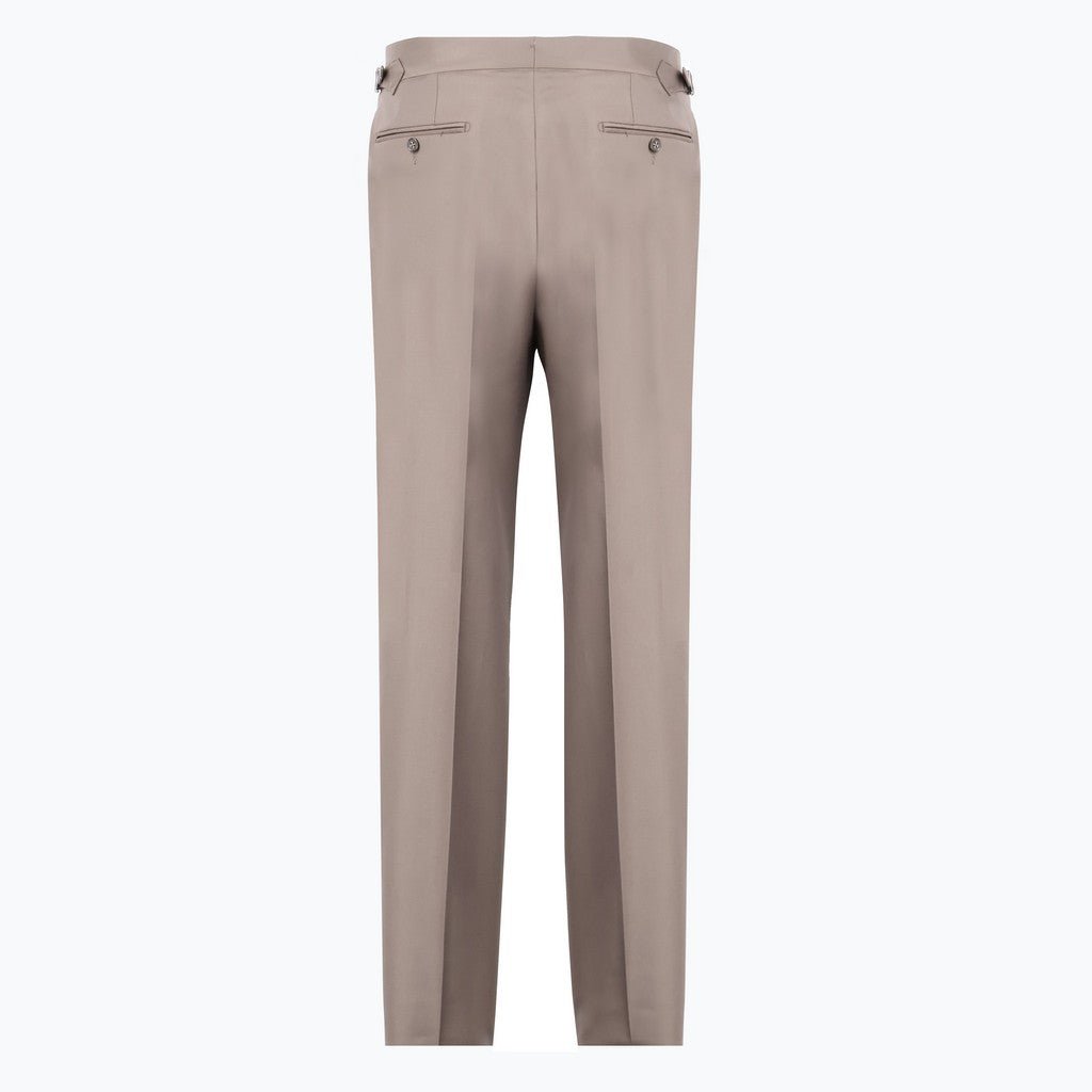 HENRY SARTORIAL Merino Wool Flat Front Trouser TAN - Henry Bucks