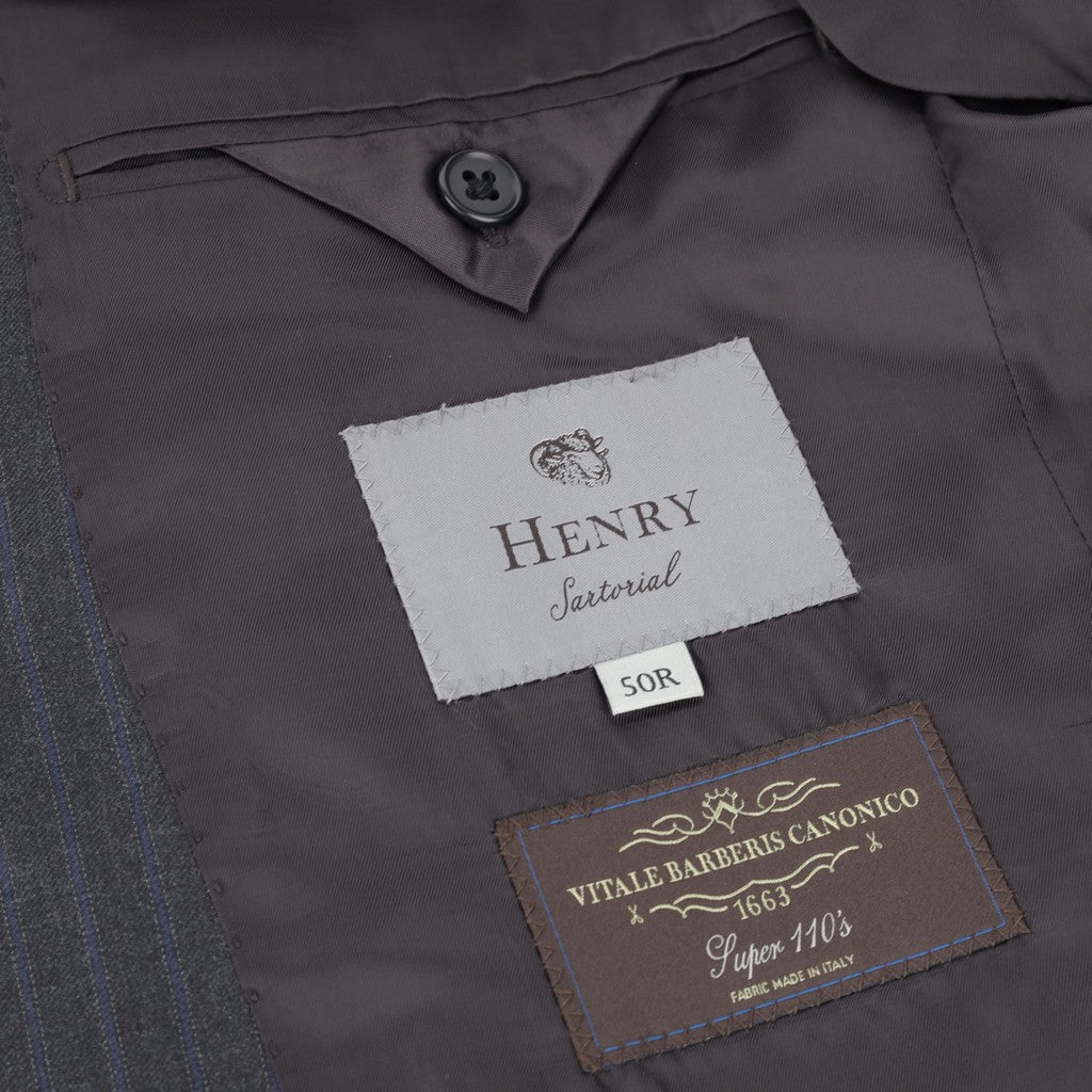 HENRY SARTORIAL Pinstripe Notch lapel Suit CHARCOAL REG - Henry Bucks
