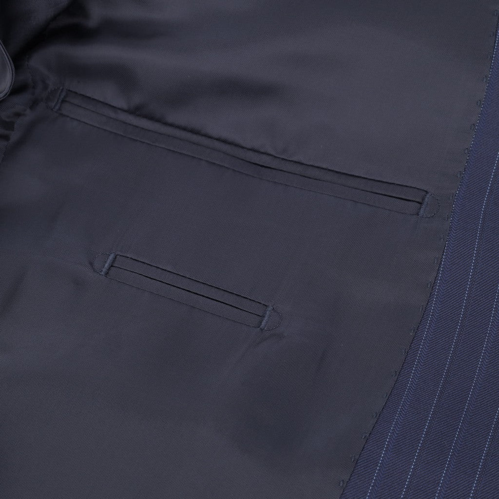 HENRY SARTORIAL Pinstripe Peak lapel Suit MID BLUE REG - Henry Bucks