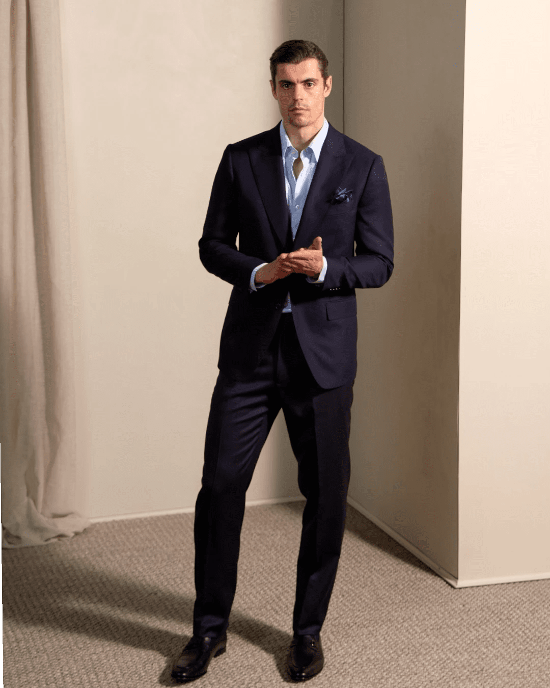 HENRY SARTORIAL Reda Flexo Wool Hopsack Blazer NAVY - Henry Bucks