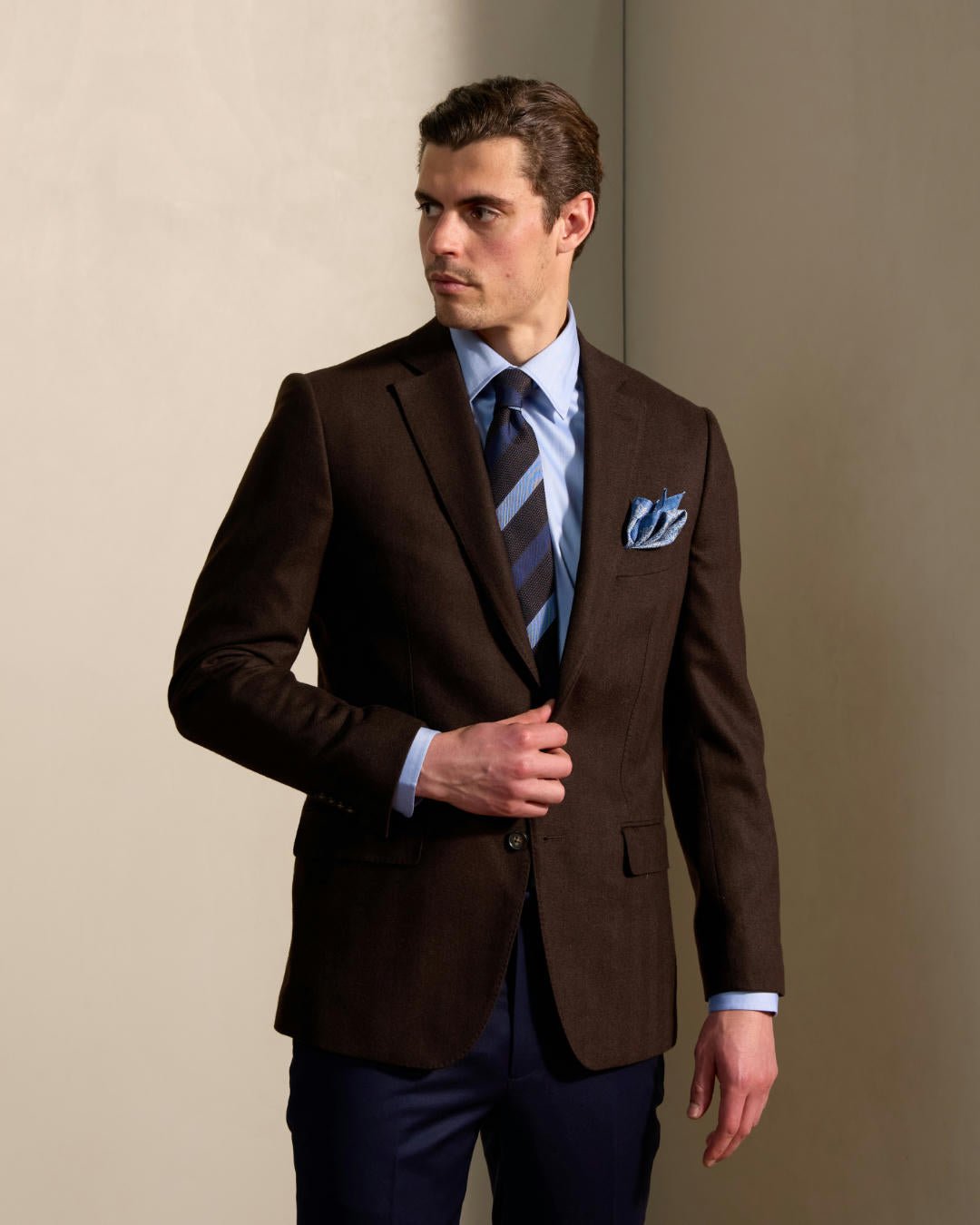 HENRY SARTORIAL Rogna Wool Silk Blazer CHOCOLATE - Henry Bucks