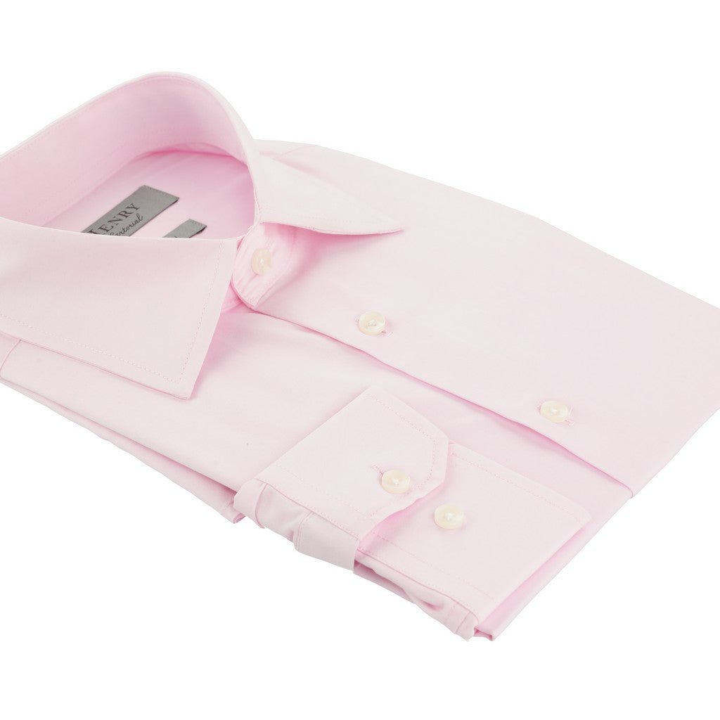HENRY SARTORIAL Solid Cotton Long Sleeve Business Shirt LIGHT PINK (Online only*) - Henry Bucks