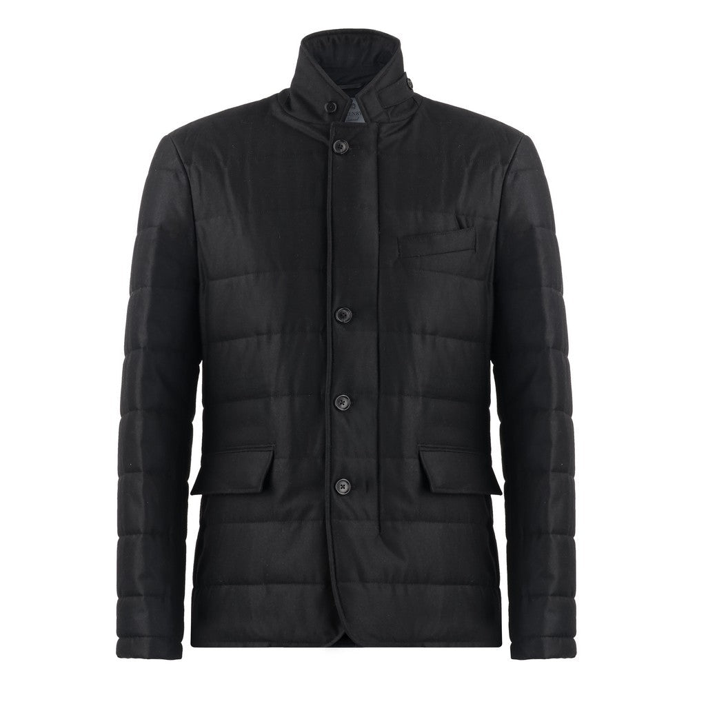 HENRY SARTORIAL Vitale Barberis Canonico Quilted Zipped Jacket BLACK - Henry Bucks