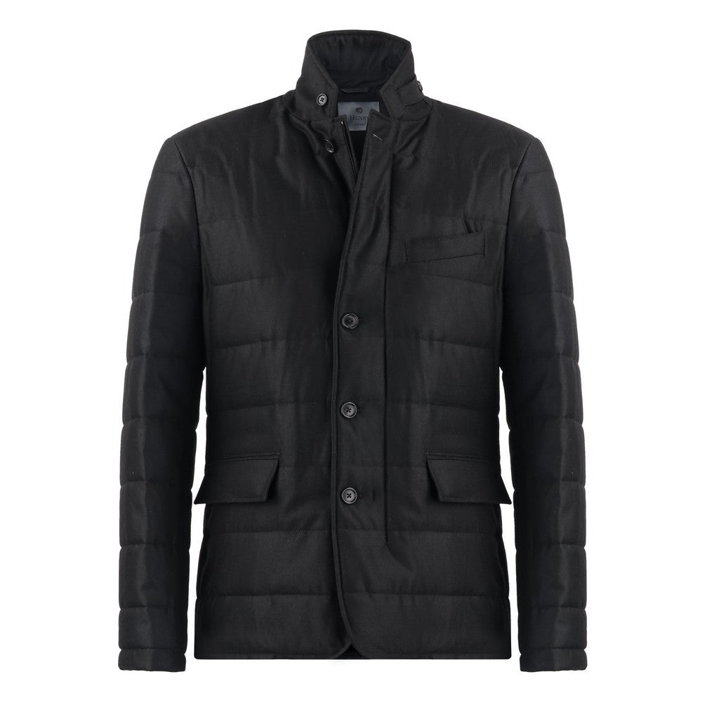 HENRY SARTORIAL Vitale Barberis Canonico Quilted Zipped Jacket BLACK - Henry Bucks