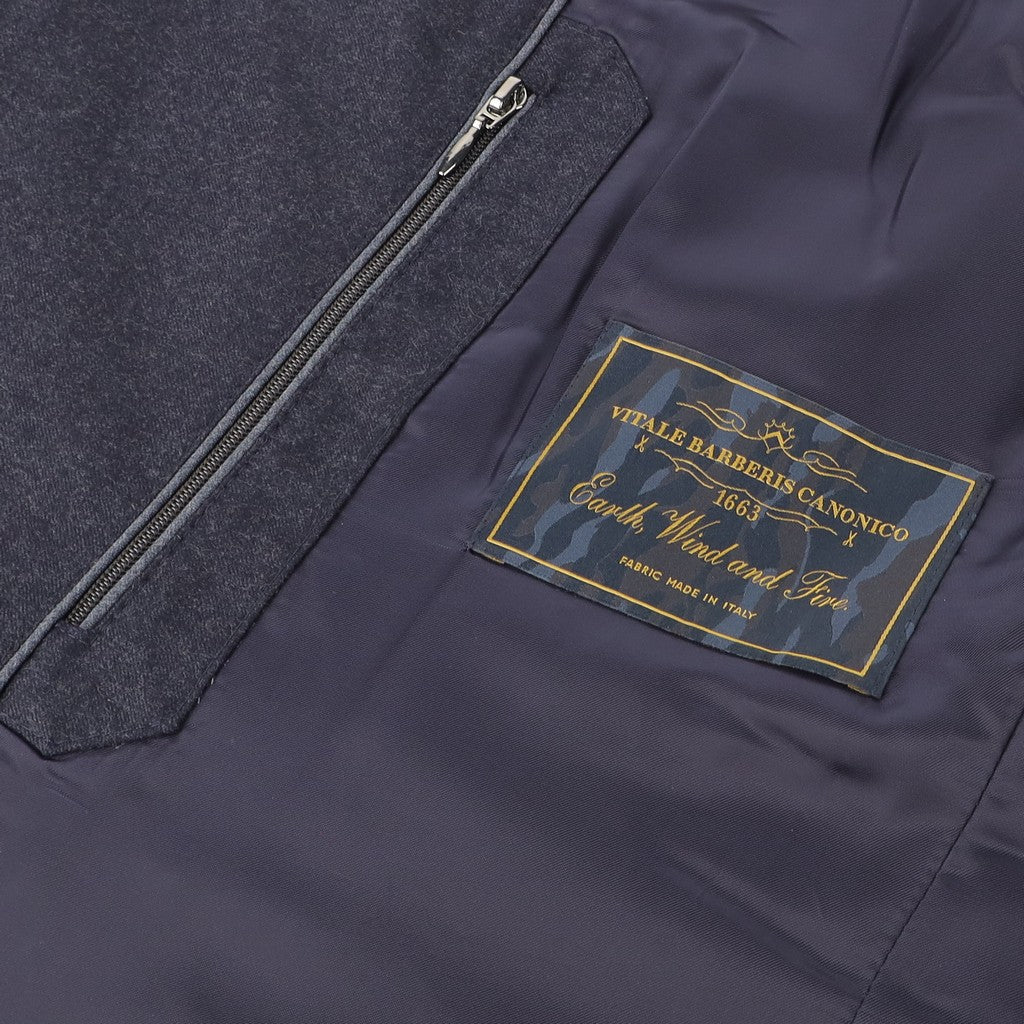 HENRY SARTORIAL Vitale Barberis Canonico Quilted Zipped Jacket NAVY - Henry Bucks