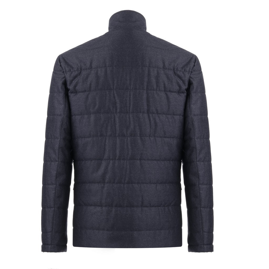 HENRY SARTORIAL Vitale Barberis Canonico Quilted Zipped Jacket NAVY - Henry Bucks