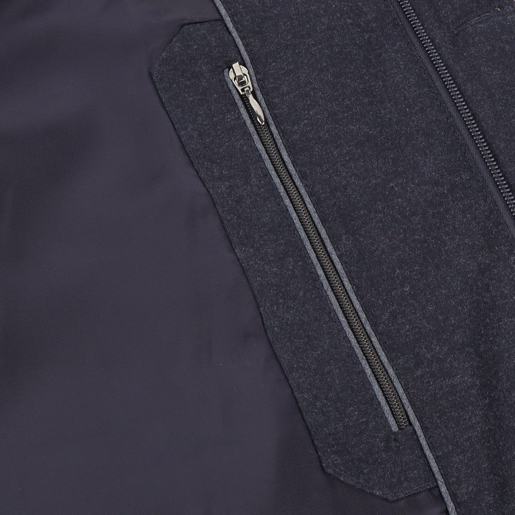 HENRY SARTORIAL Vitale Barberis Canonico Quilted Zipped Jacket NAVY - Henry Bucks