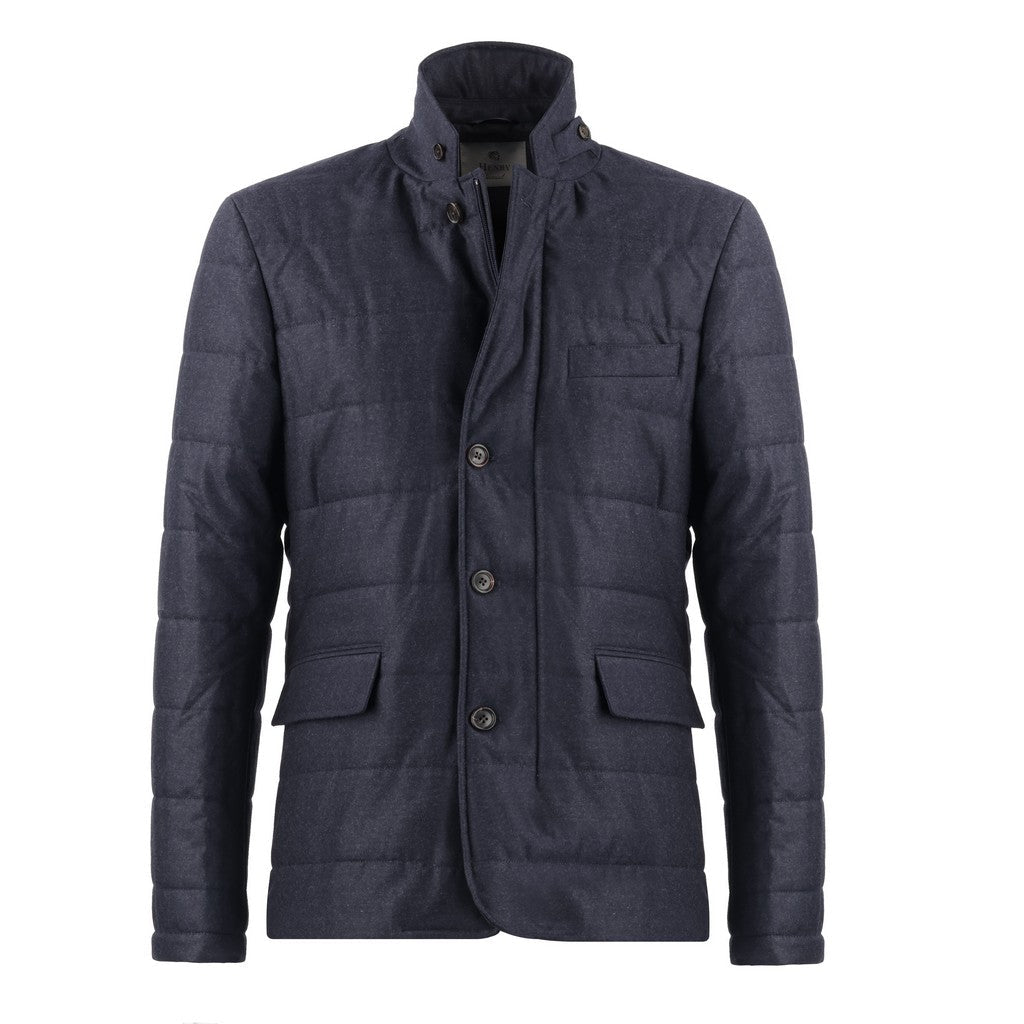 HENRY SARTORIAL Vitale Barberis Canonico Quilted Zipped Jacket NAVY - Henry Bucks