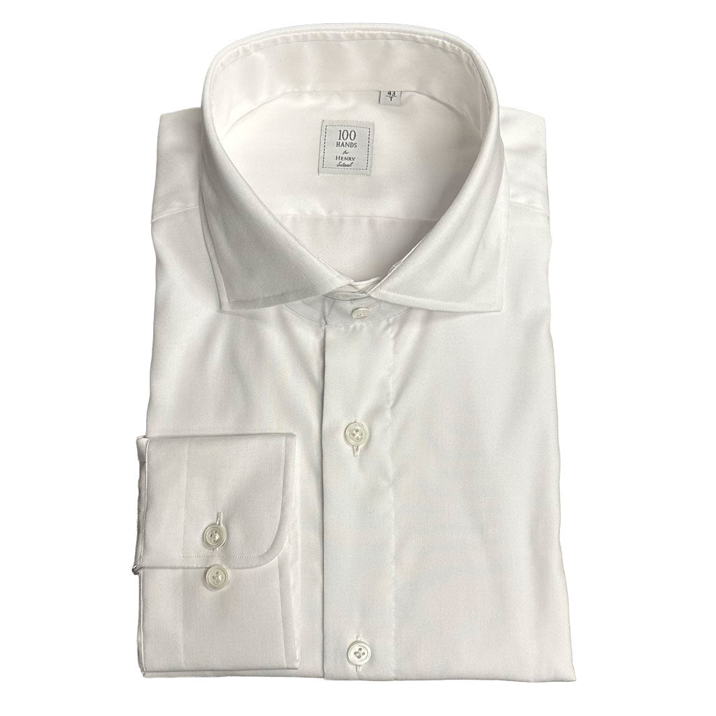 HENRY SARTORIAL X 100 HANDS Cotton Shirt WHITE - Henry Bucks