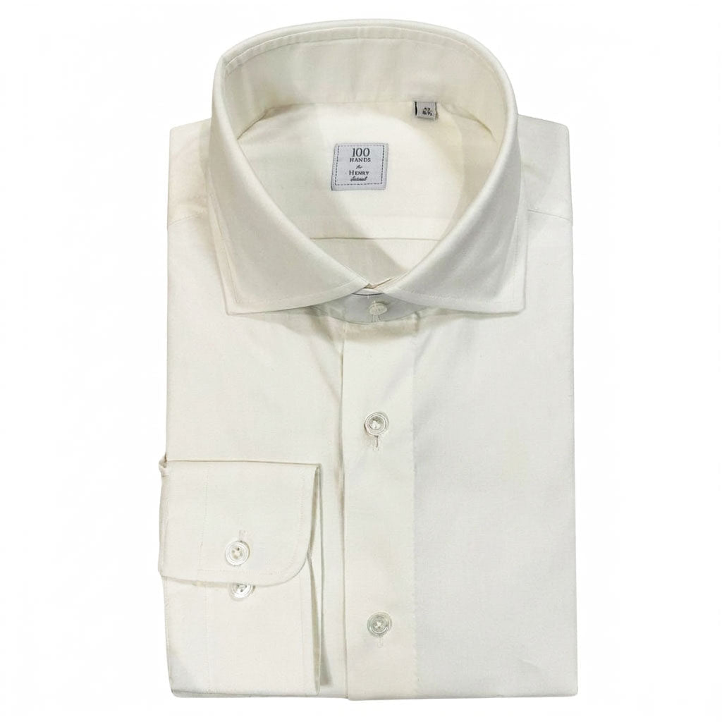 HENRY SARTORIAL X 100 HANDS Cotton Twill Shirt OFF WHITE - Henry Bucks