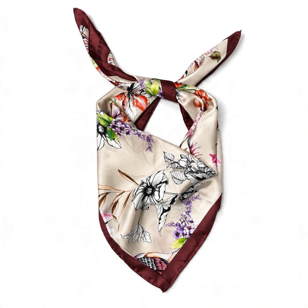 HENRY SARTORIAL X CANTINI Printed Silk Scarf GREY/BURGUNDY - Henry Bucks