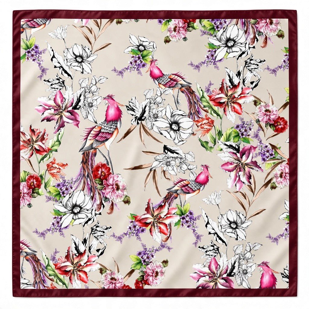 HENRY SARTORIAL X CANTINI Printed Silk Scarf GREY/BURGUNDY - Henry Bucks