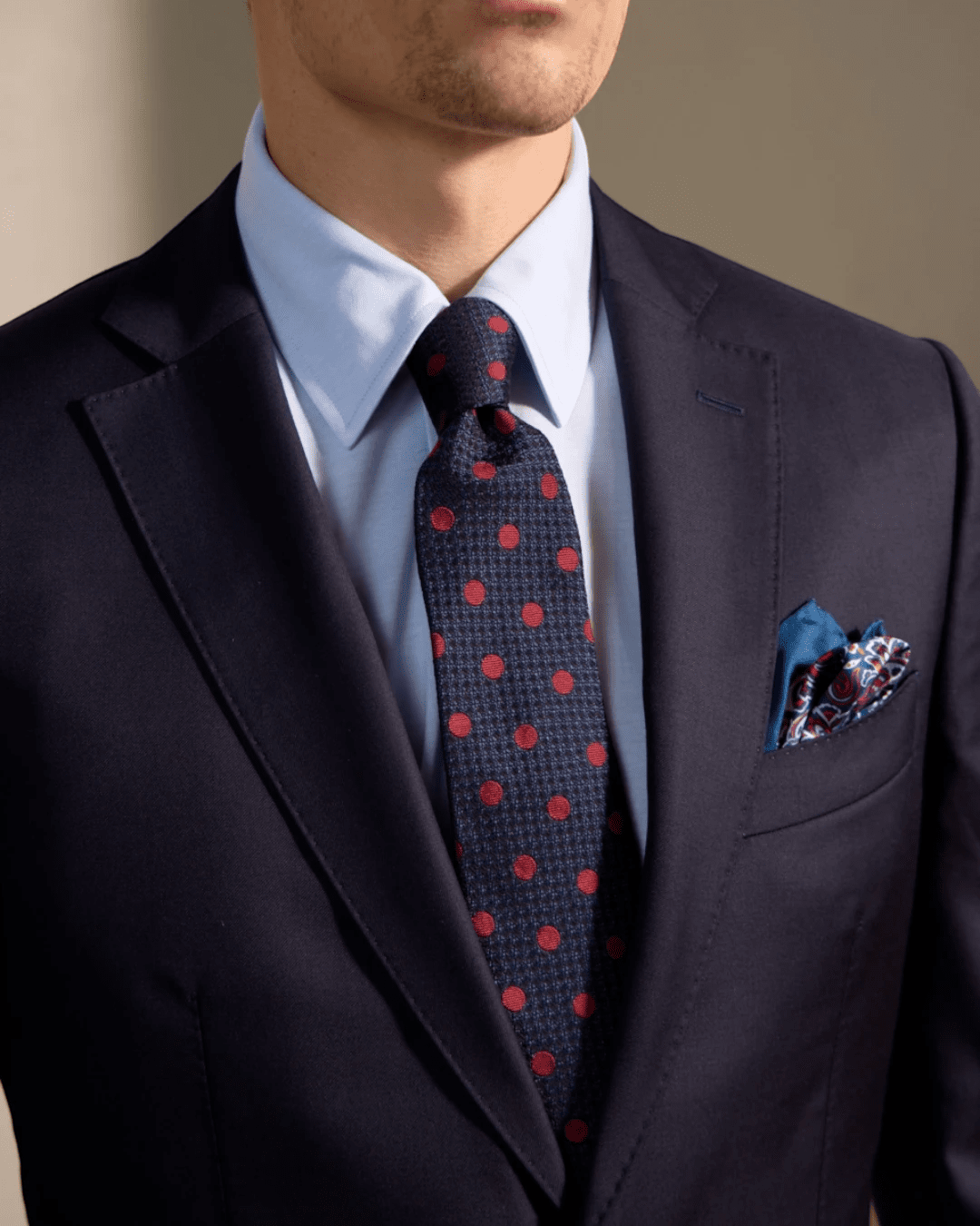 HENRY SARTORIAL X CANTINI Silk Print Pocket Square NAVY - Henry Bucks