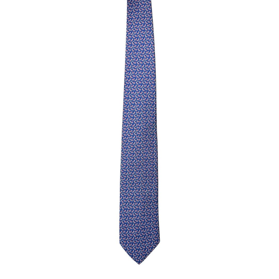 HENRY SARTORIAL X CANTINI Silk Printed Tie BLUE/RED - Henry Bucks