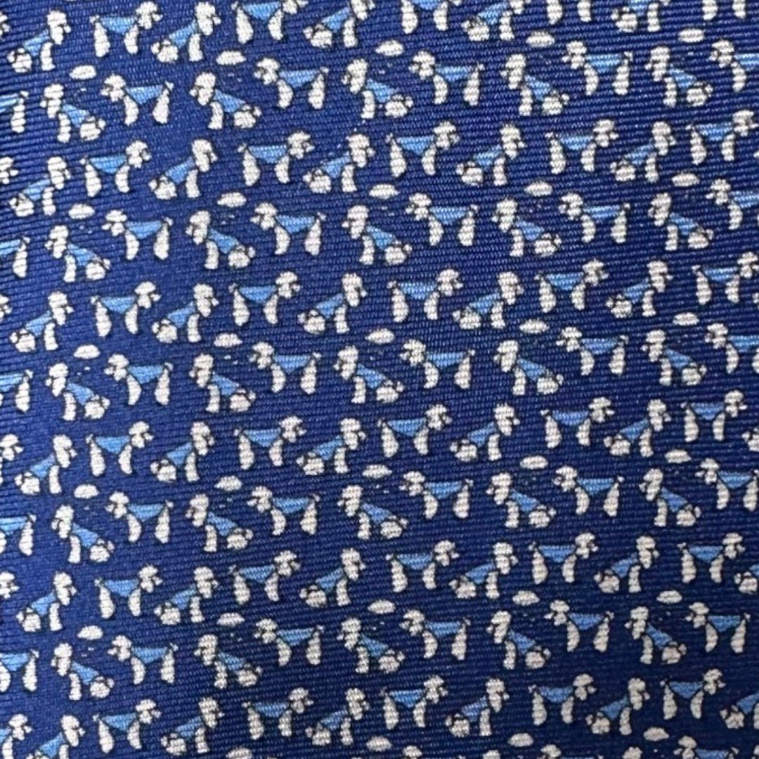 HENRY SARTORIAL X CANTINI Silk Printed Tie BLUE - Henry Bucks