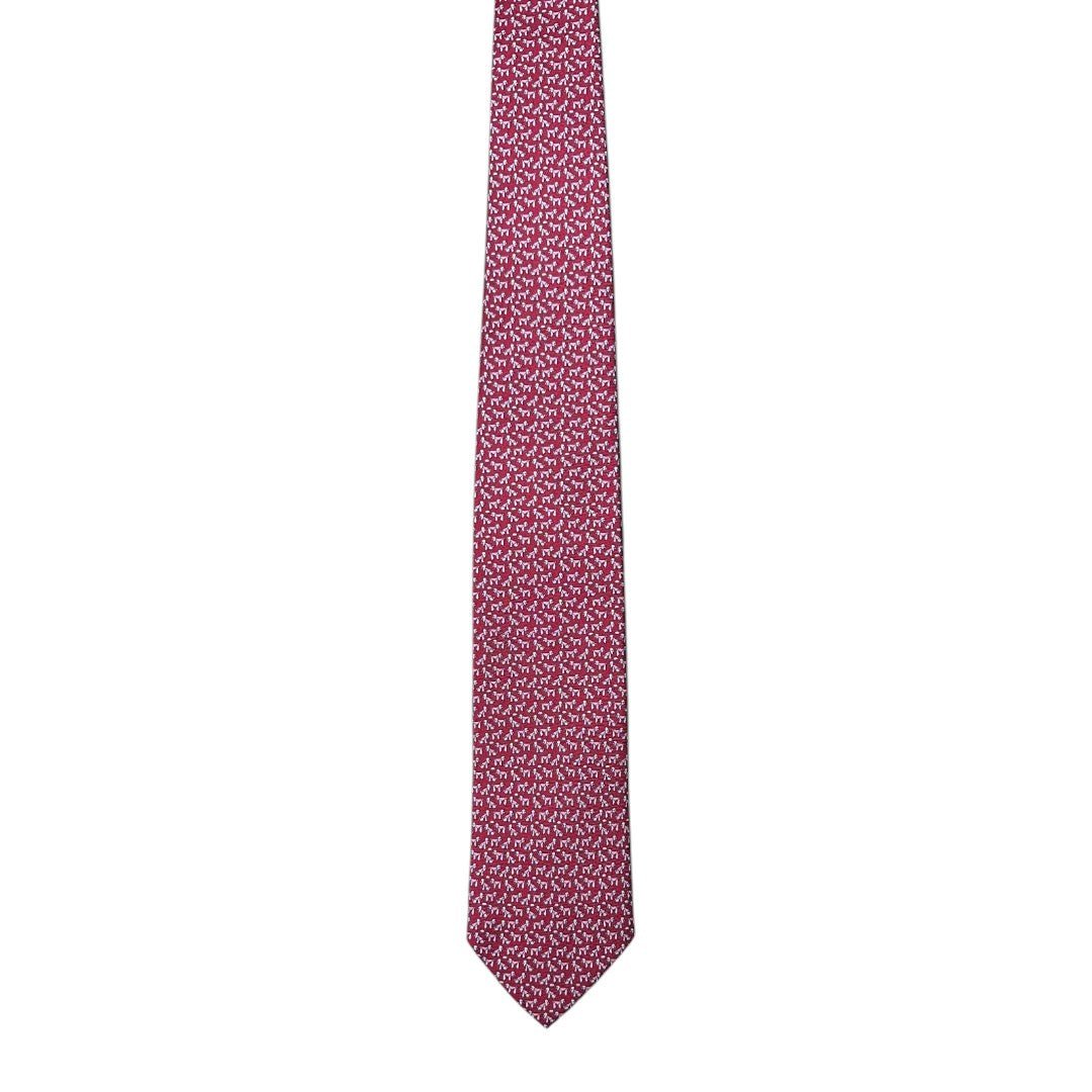 HENRY SARTORIAL X CANTINI Silk Printed Tie MAGENTA - Henry Bucks
