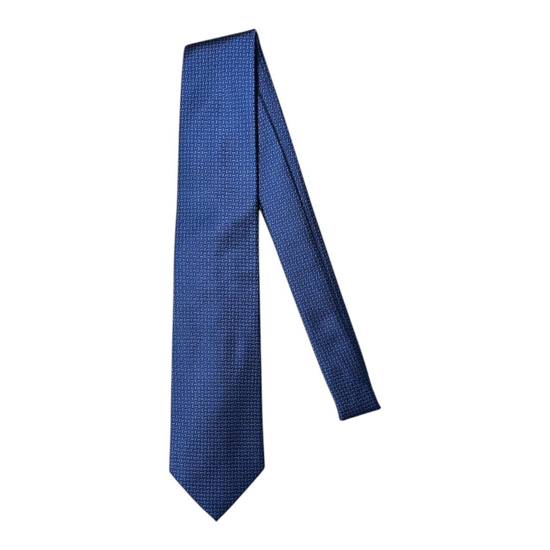 HENRY SARTORIAL X CANTINI Silk Woven Tie BLUE - Henry Bucks